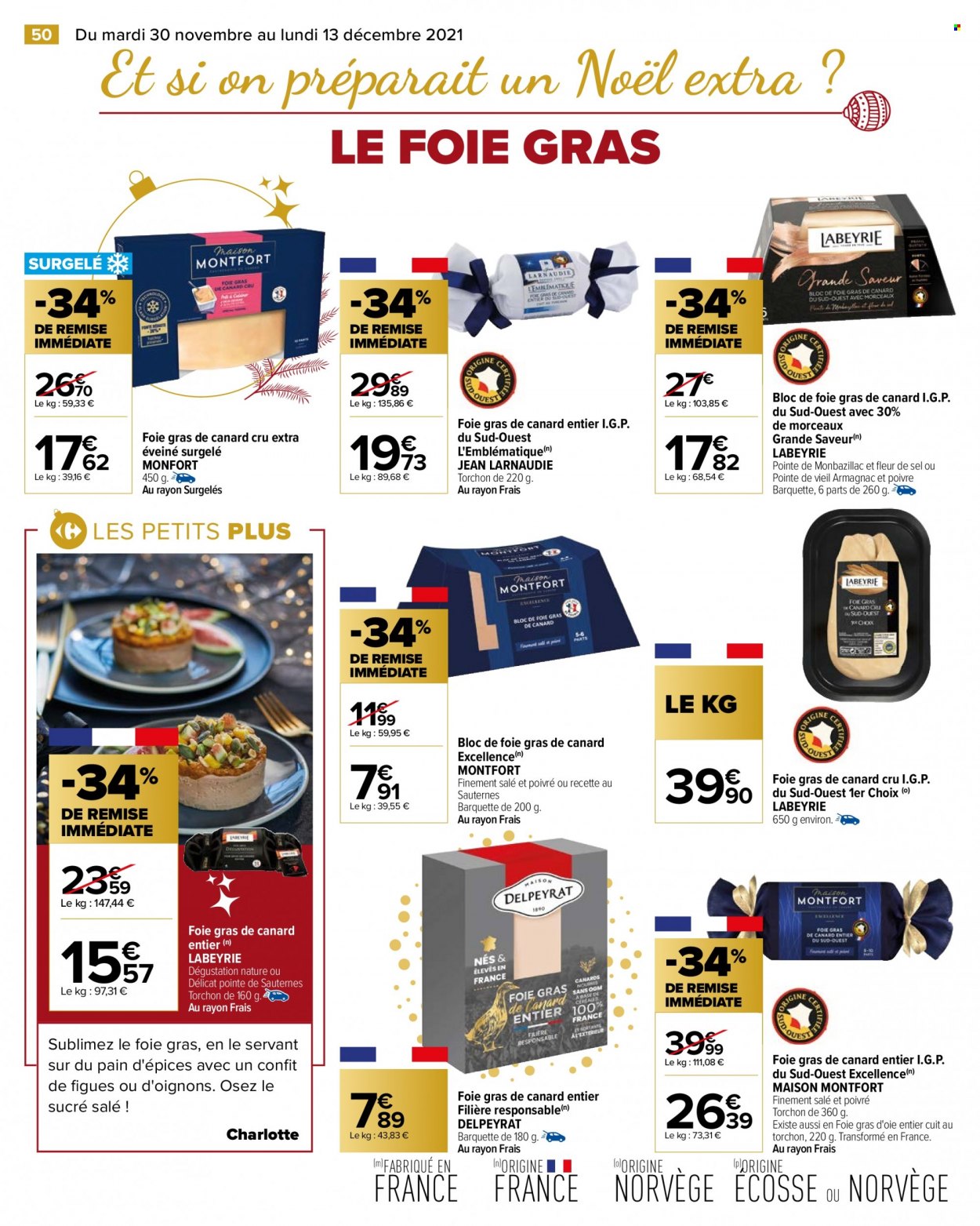 thumbnail - Catalogue Carrefour Hypermarchés - 30/11/2021 - 13/12/2021 - Produits soldés - oignons, pain d’épices, Labeyrie, foie gras, foie gras d’oie, armagnac, jeans, maison. Page 58.