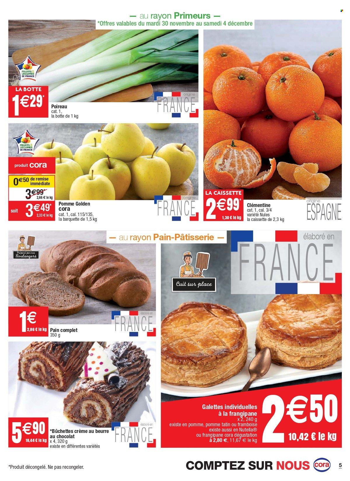 thumbnail - Catalogue Cora - 30/11/2021 - 06/12/2021 - Produits soldés - pommes, clémentines, poireau, galettes, Nutella. Page 5.