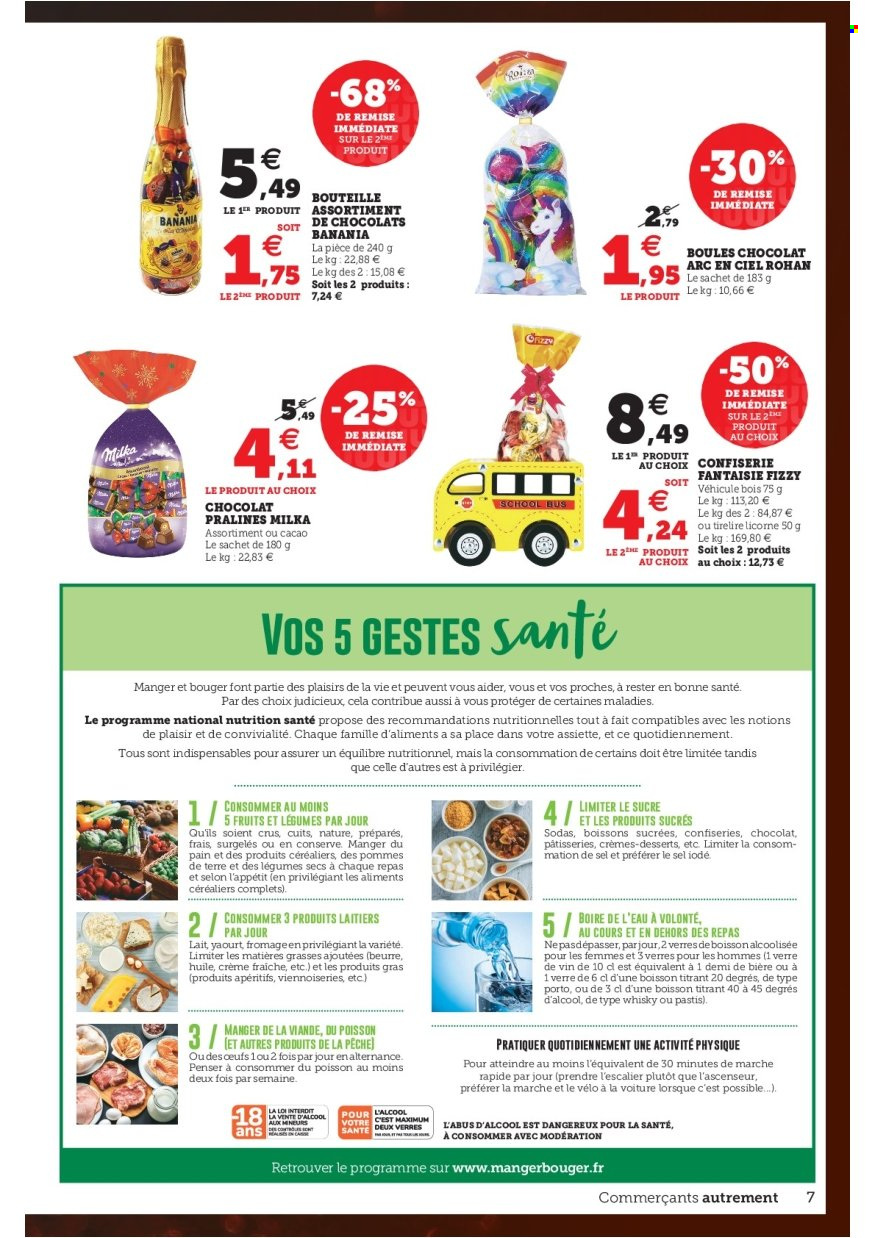 thumbnail - Catalogue SUPER U - 30/11/2021 - 11/12/2021 - Produits soldés - Milka, beurre, crème fraîche, pralinés, Banania, tirelire, licorne, Arc en ciel. Page 7.