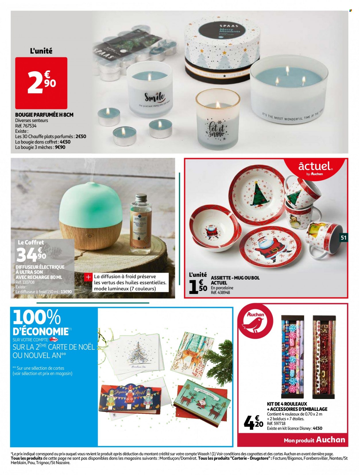 thumbnail - Catalogue Auchan - 01/12/2021 - 07/12/2021 - Produits soldés - Disney, huile, mèches, assiette, mug, bougie, diffuseur. Page 51.