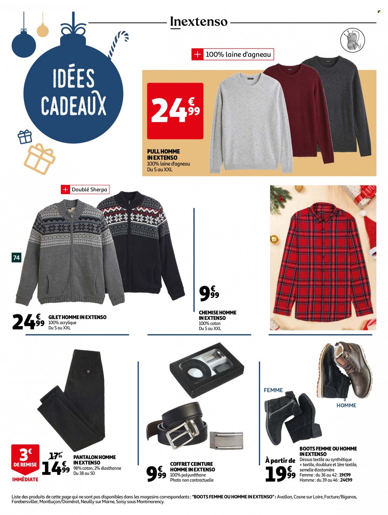 thumbnail - Catalogue Auchan - 01/12/2021 - 07/12/2021 - Produits soldés - boots, coffret, pantalon, chemise, gilet, pull, ceinture. Page 78.