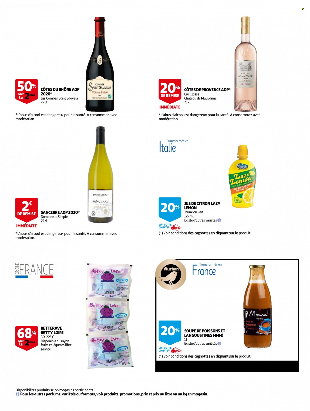 thumbnail - Catalogue Auchan - 01/12/2021 - 14/12/2021 - Produits soldés - betterave, soupe, Côtes du Rhône, vin. Page 9.