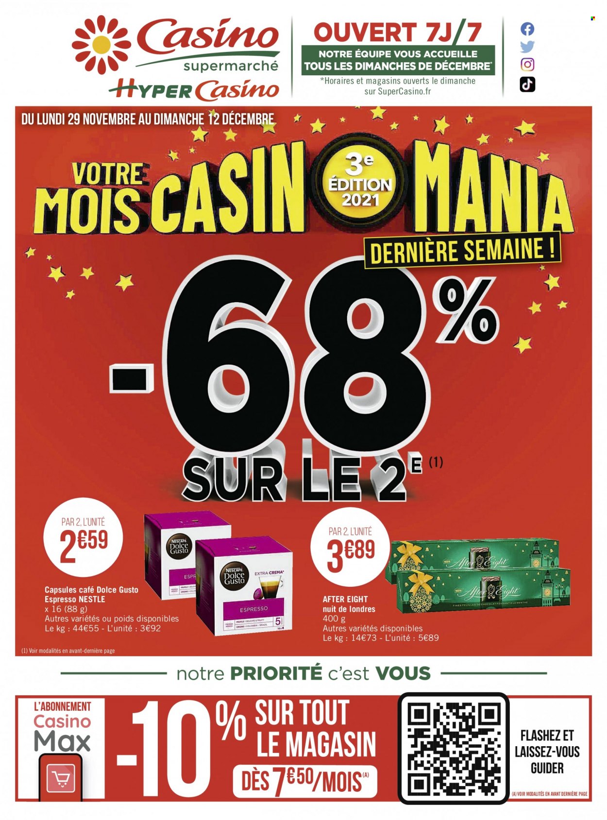 thumbnail - Catalogue Géant Casino - 29/11/2021 - 12/12/2021 - Produits soldés - Nestlé, café, café capsules, Nescafé Dolce Gusto. Page 1.