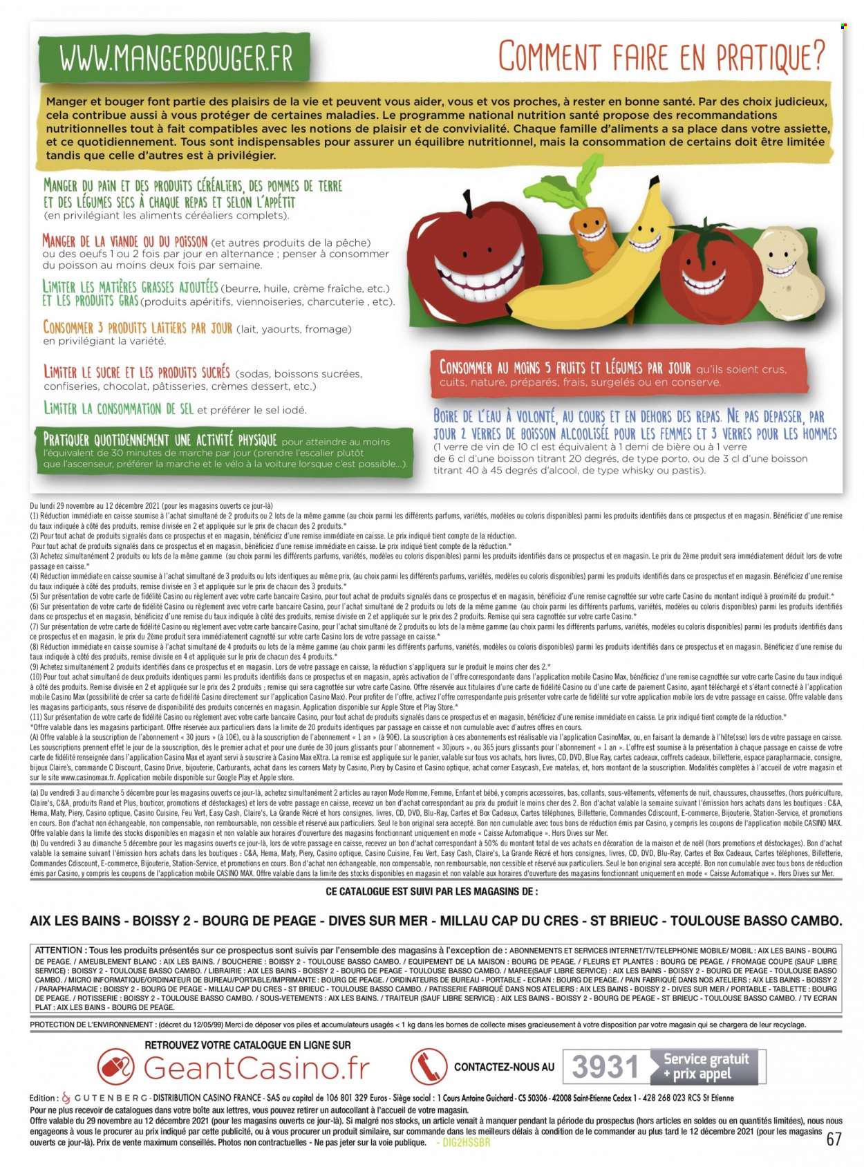 thumbnail - Catalogue Géant Casino - 29/11/2021 - 12/12/2021 - Produits soldés - pommes de terre, yaourt, beurre, crème fraîche, ordinateur, téléviseur, imprimante, matelas. Page 67.