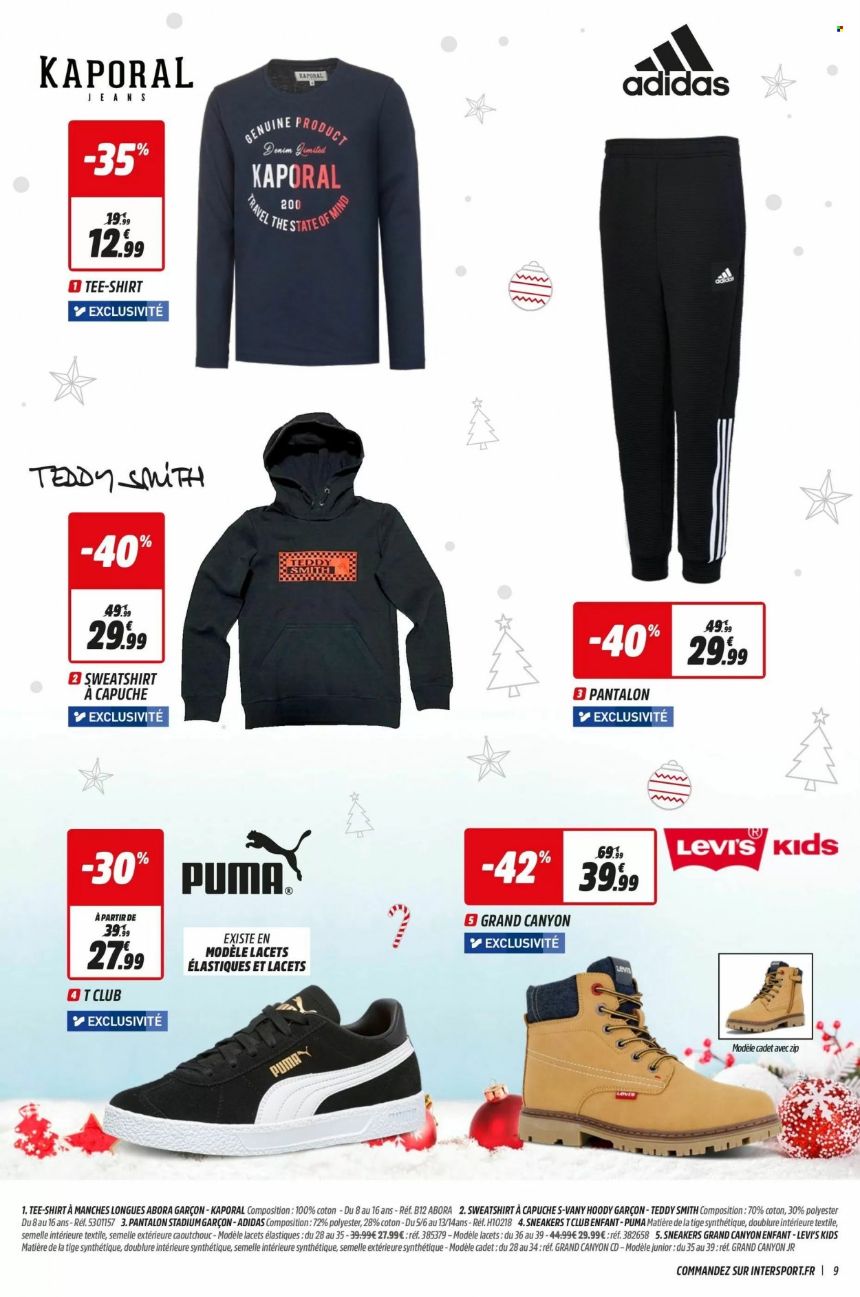 thumbnail - Catalogue INTERSPORT - 29/11/2021 - 24/12/2021 - Produits soldés - Adidas, Sneakers, Puma, Kaporal, Levis, pantalon, jeans, t-shirt, sweat-shirt. Page 9.