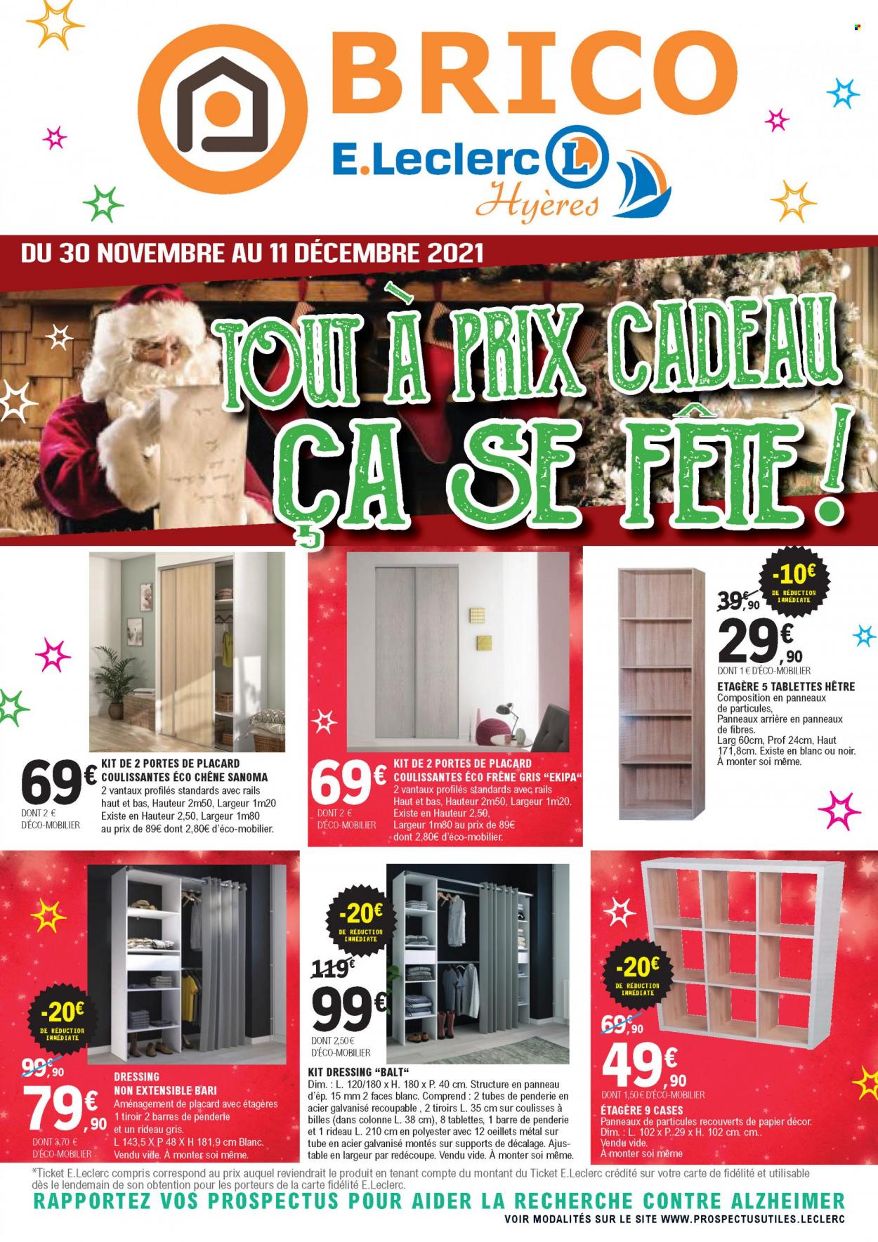 thumbnail - Catalogue E.Leclerc - 30/11/2021 - 11/12/2021 - Produits soldés - table, étagère, dressing, kit dressing. Page 1.