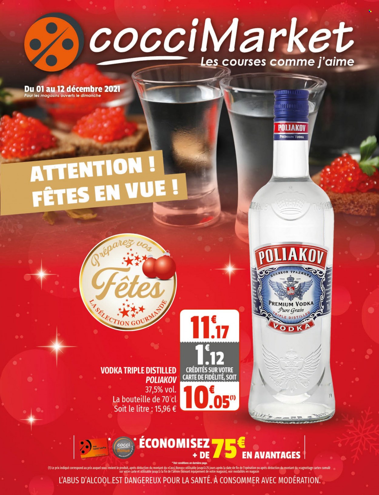 thumbnail - Catalogue CocciMarket - 01/12/2021 - 12/12/2021 - Produits soldés - vodka, Poliakov. Page 1.