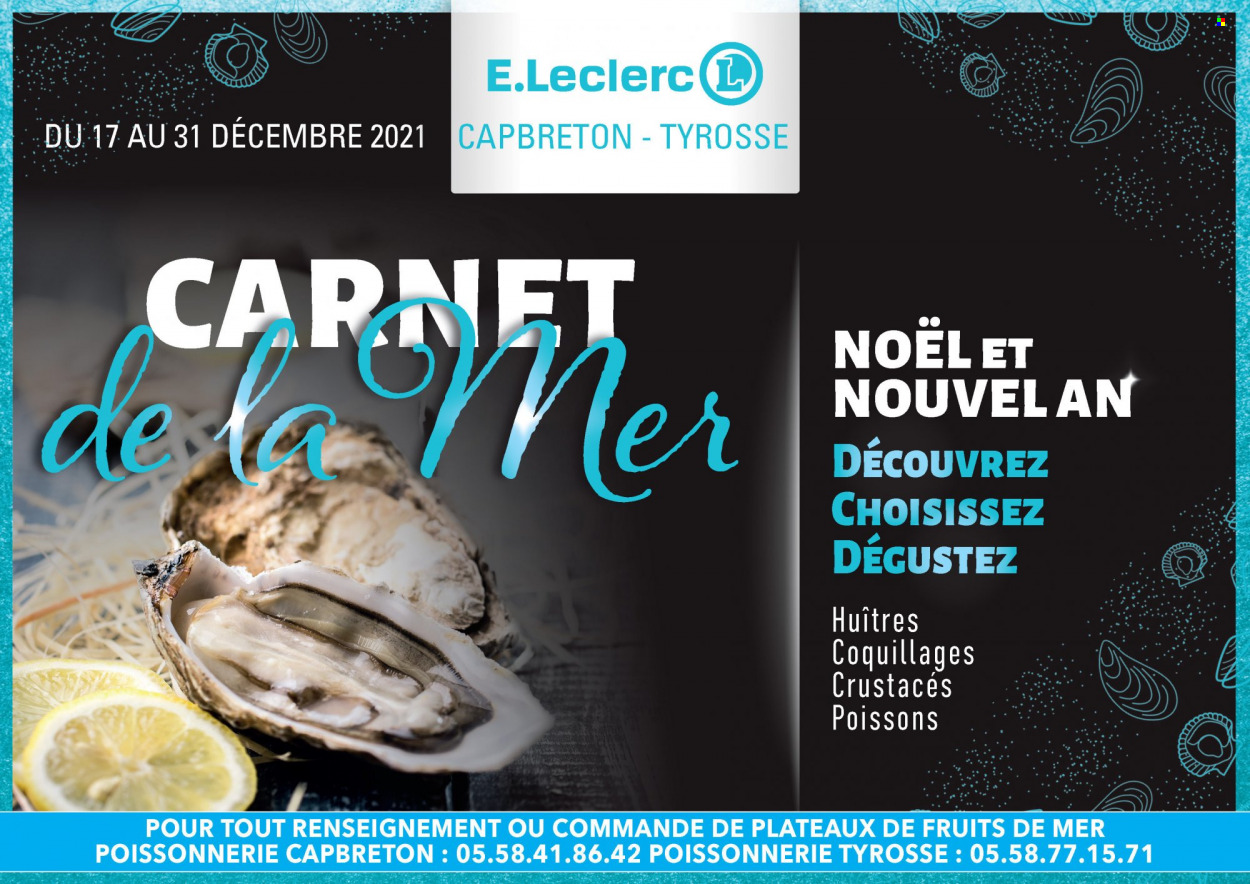 thumbnail - Catalogue E.Leclerc - 17/12/2021 - 31/12/2021 - Produits soldés - huître. Page 1.