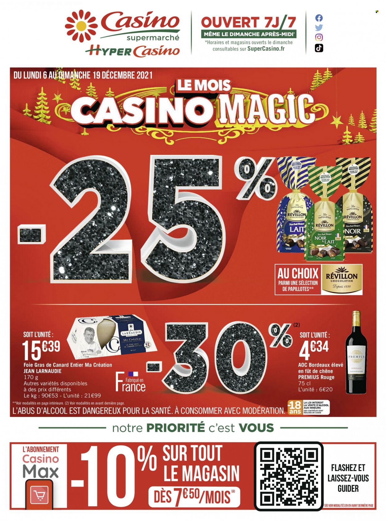 thumbnail - Catalogue Géant Casino - 06/12/2021 - 19/12/2021 - Produits soldés - papillotes, Bordeaux, vin rouge. Page 1.
