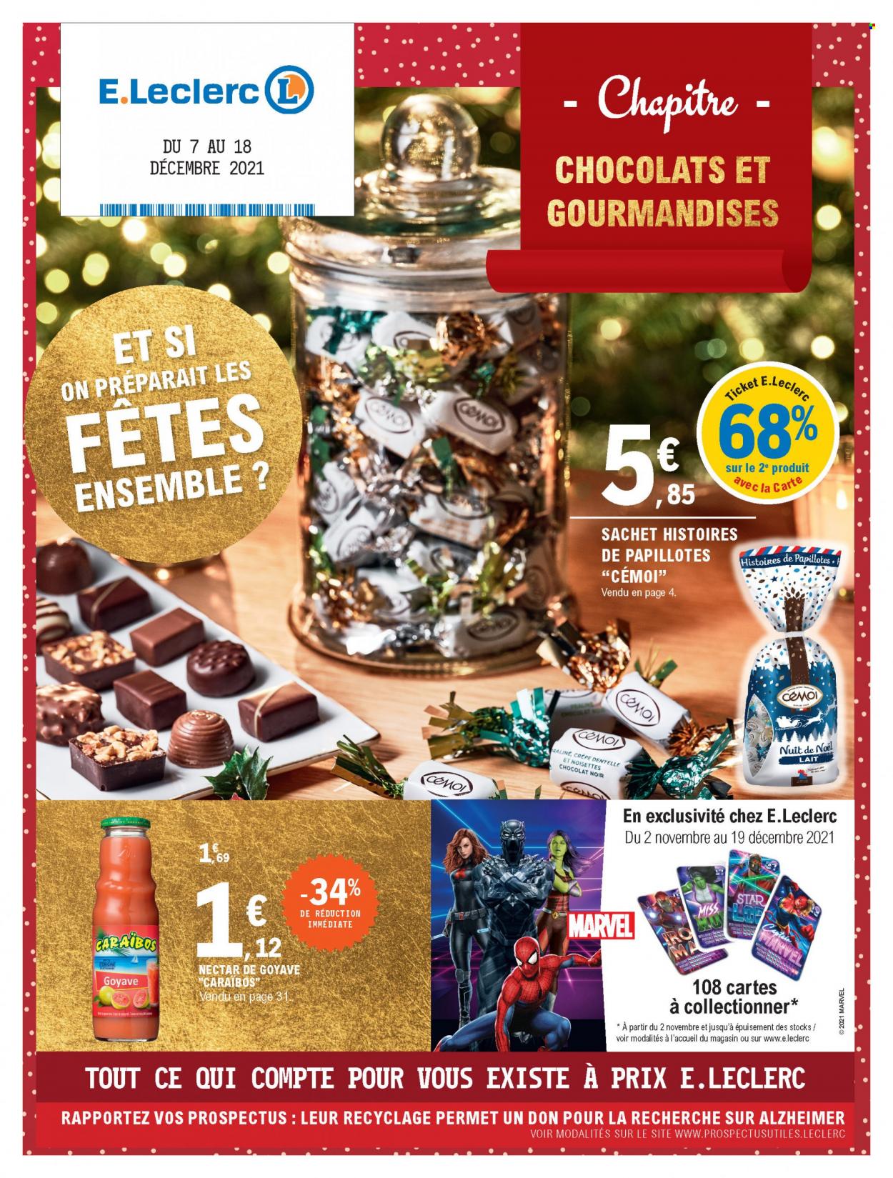 thumbnail - Catalogue E.Leclerc - 07/12/2021 - 18/12/2021 - Produits soldés - chocolat noir, papillotes, nectar. Page 1.