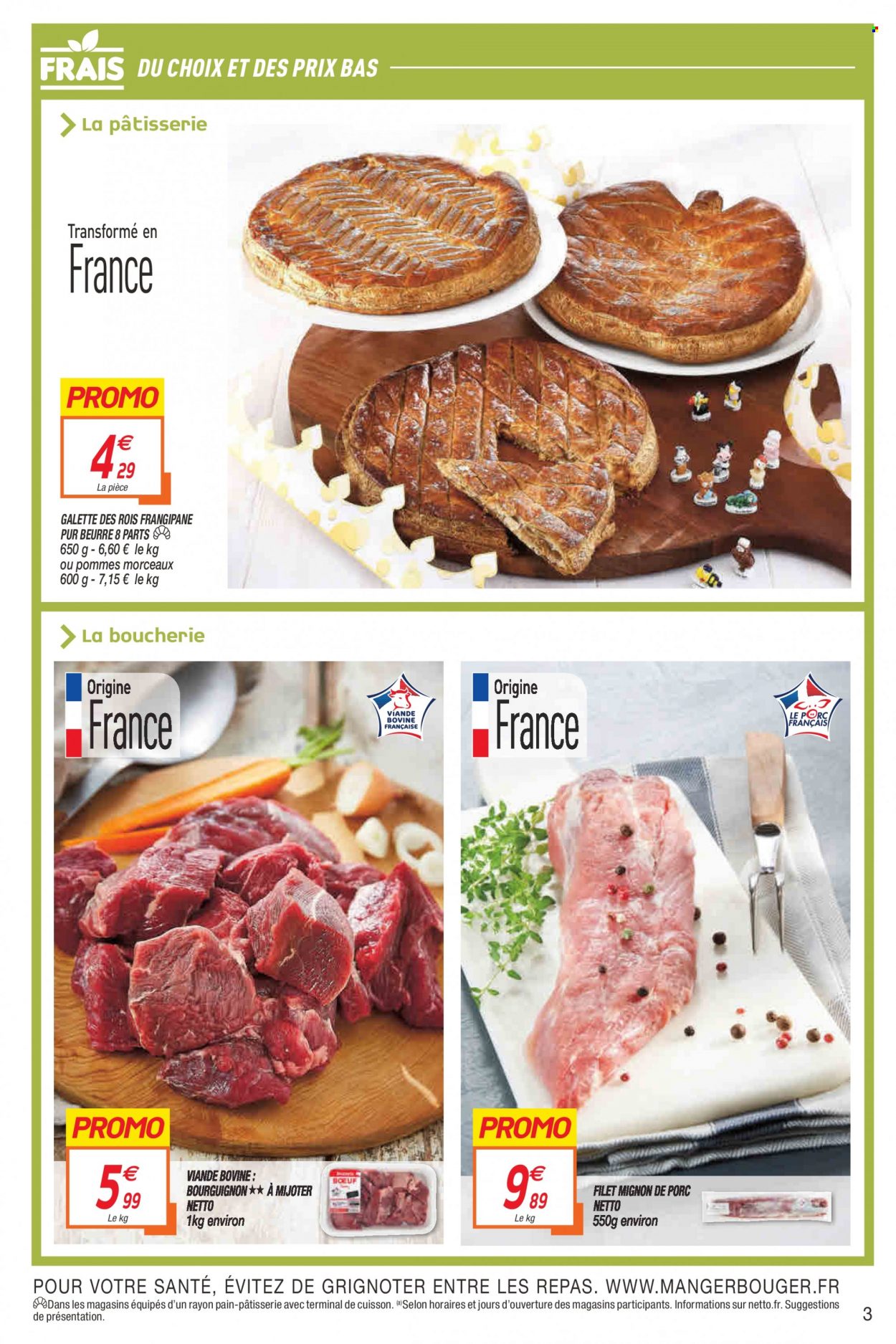thumbnail - Catalogue Netto - 07/12/2021 - 12/12/2021 - Produits soldés - filet mignon, viande de porc, galettes, galette des rois. Page 3.