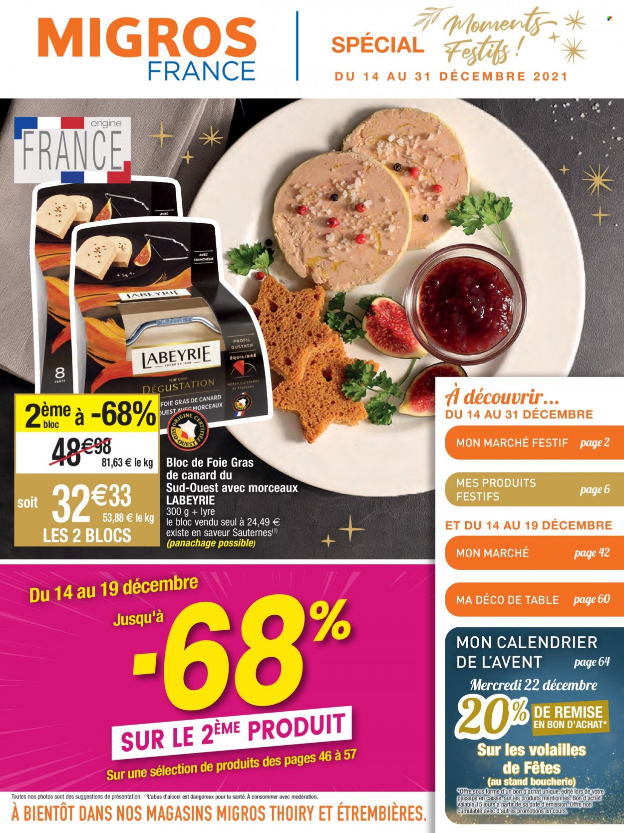 thumbnail - Catalogue Migros France - 14/12/2021 - 31/12/2021 - Produits soldés - Labeyrie, Sauternes, calendrier. Page 1.