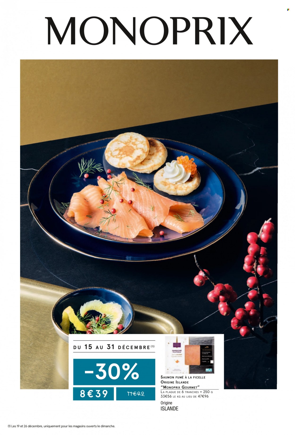 thumbnail - Catalogue Monoprix - Produits soldés - saumon, saumon fumé. Page 1.