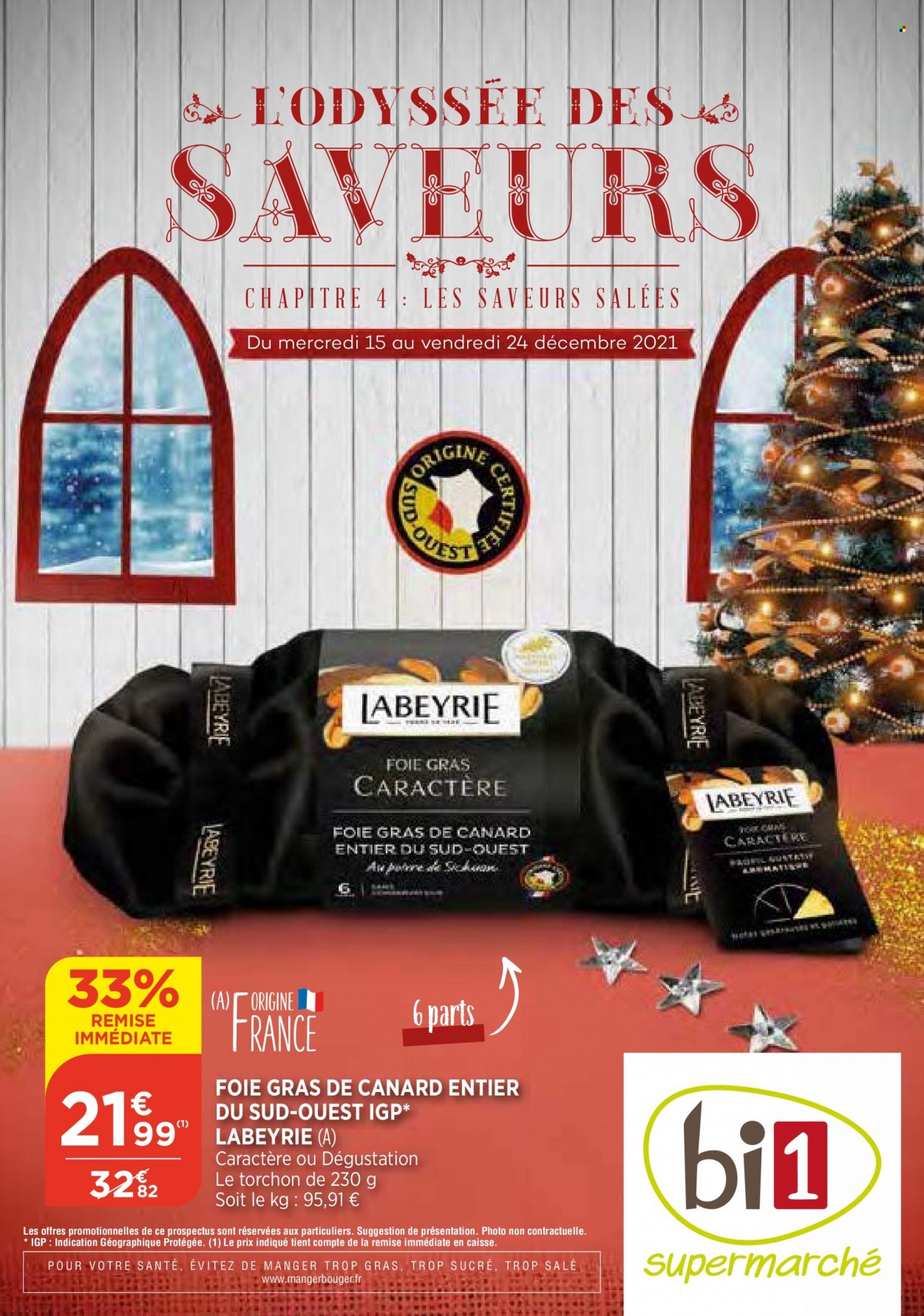 thumbnail - Catalogue Bi1 - 15/12/2021 - 24/12/2021 - Produits soldés - Labeyrie, foie gras, torchon. Page 1.