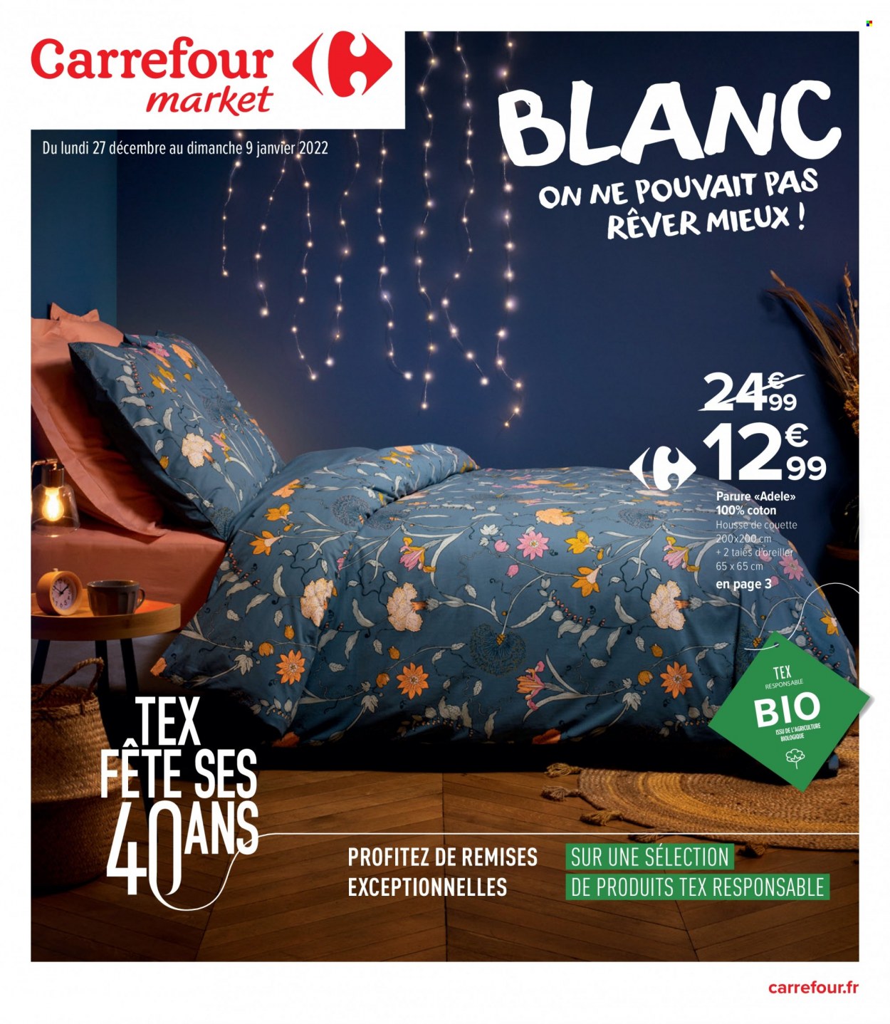 thumbnail - Catalogue Carrefour Market - 27/12/2021 - 09/01/2022 - Produits soldés - couette, housse de couette, taie. Page 1.