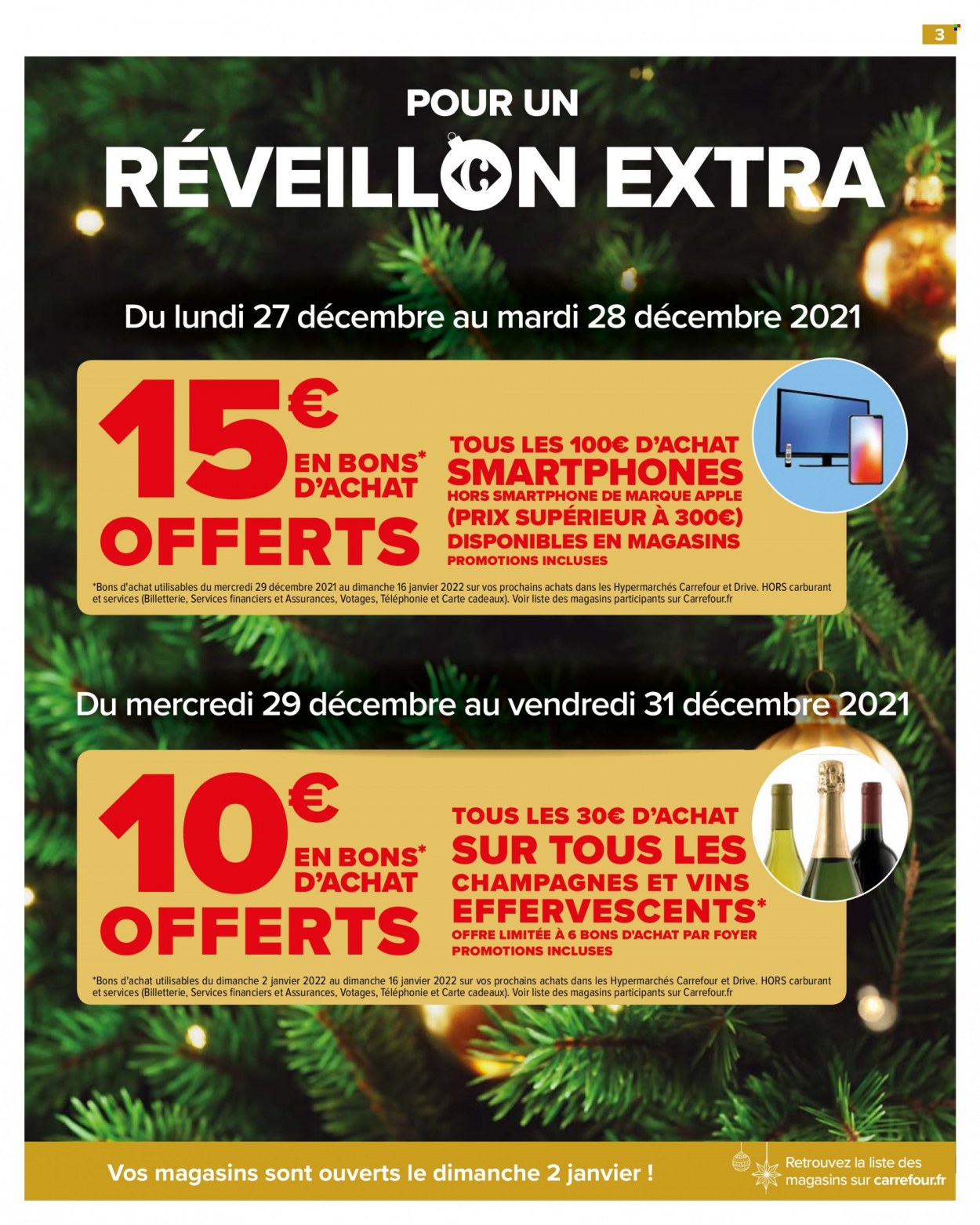 thumbnail - Catalogue Carrefour Hypermarchés - 27/12/2021 - 31/12/2021 - Produits soldés - vin, Apple, smartphone. Page 3.