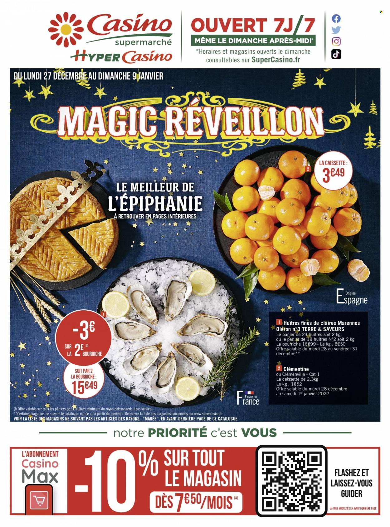 thumbnail - Catalogue Géant Casino - 27/12/2021 - 09/01/2022 - Produits soldés - clémentines, huître. Page 1.