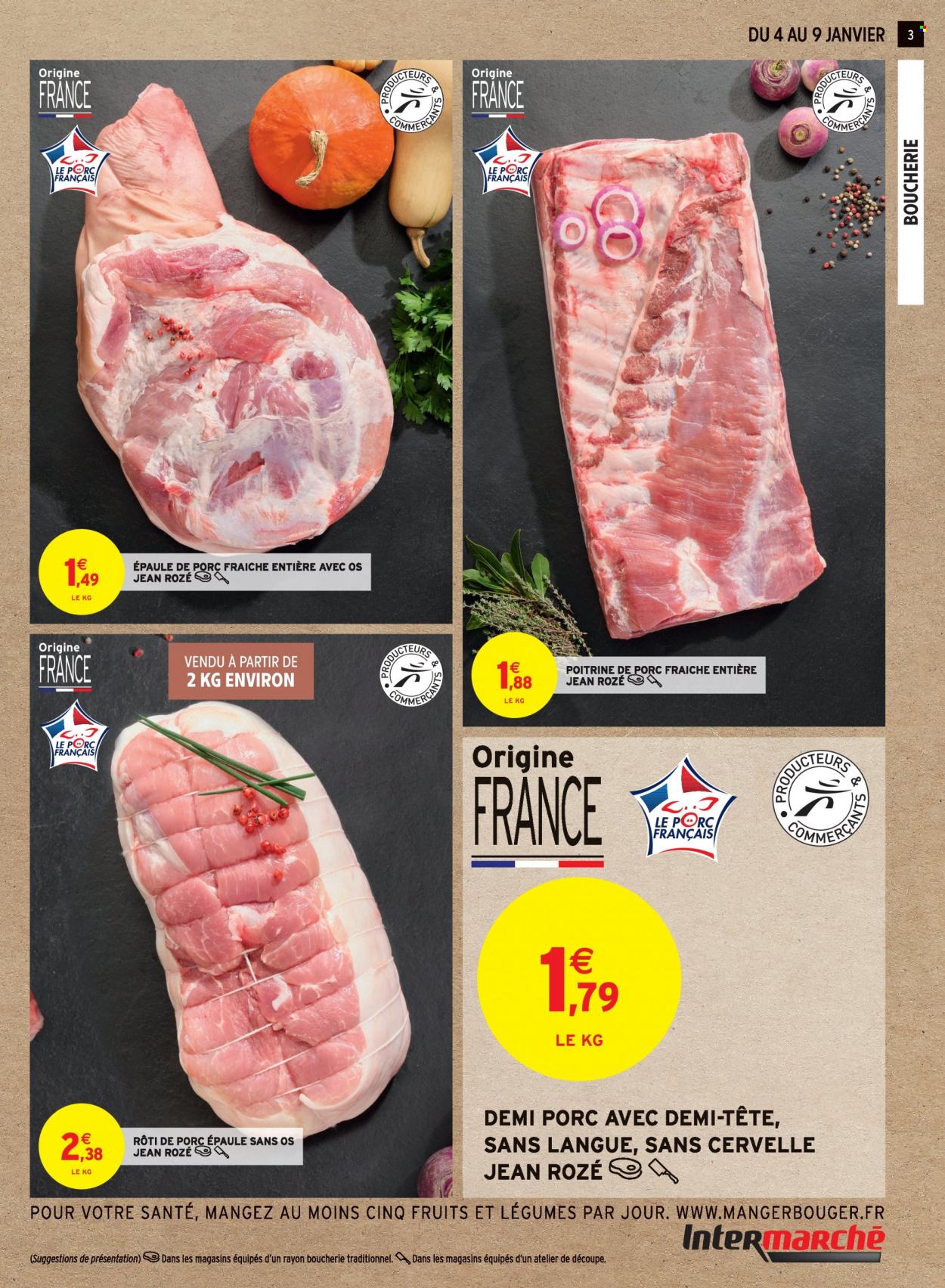 thumbnail - Catalogue Intermarché - 04/01/2022 - 09/01/2022 - Produits soldés - rôti de porc, poitrine de porc, viande de porc. Page 3.