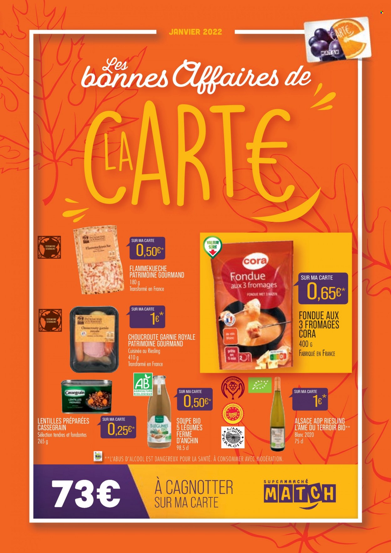 thumbnail - Catalogue Supermarché Match - 01/01/2022 - 31/01/2022 - Produits soldés - choucroute, soupe, lentilles, Flammekueche, lentilles préparées. Page 1.