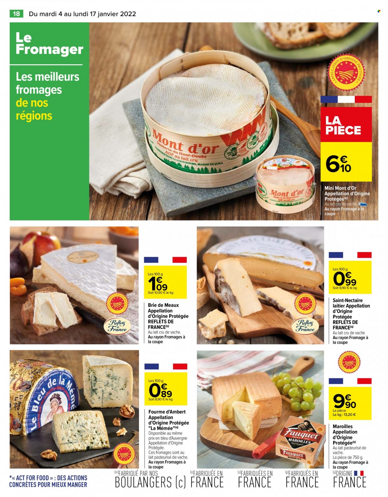 thumbnail - Catalogue Carrefour Hypermarchés - 04/01/2022 - 17/01/2022 - Produits soldés - Brie, Bleu d'Auvergne, Fourme d'Ambert, fromage, Maroilles, Mont d'Or. Page 18.