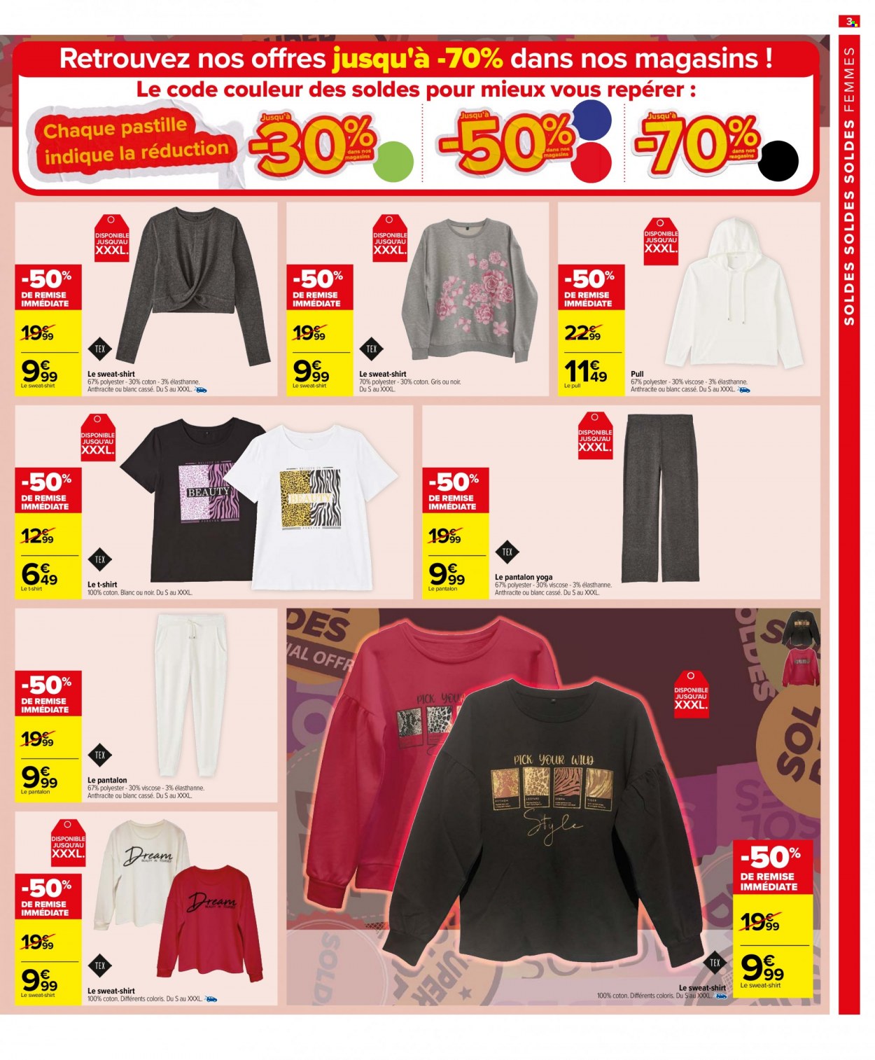 thumbnail - Catalogue Carrefour Hypermarchés - 12/01/2022 - 08/02/2022 - Produits soldés - pantalon, t-shirt, sweat-shirt, pull. Page 3.