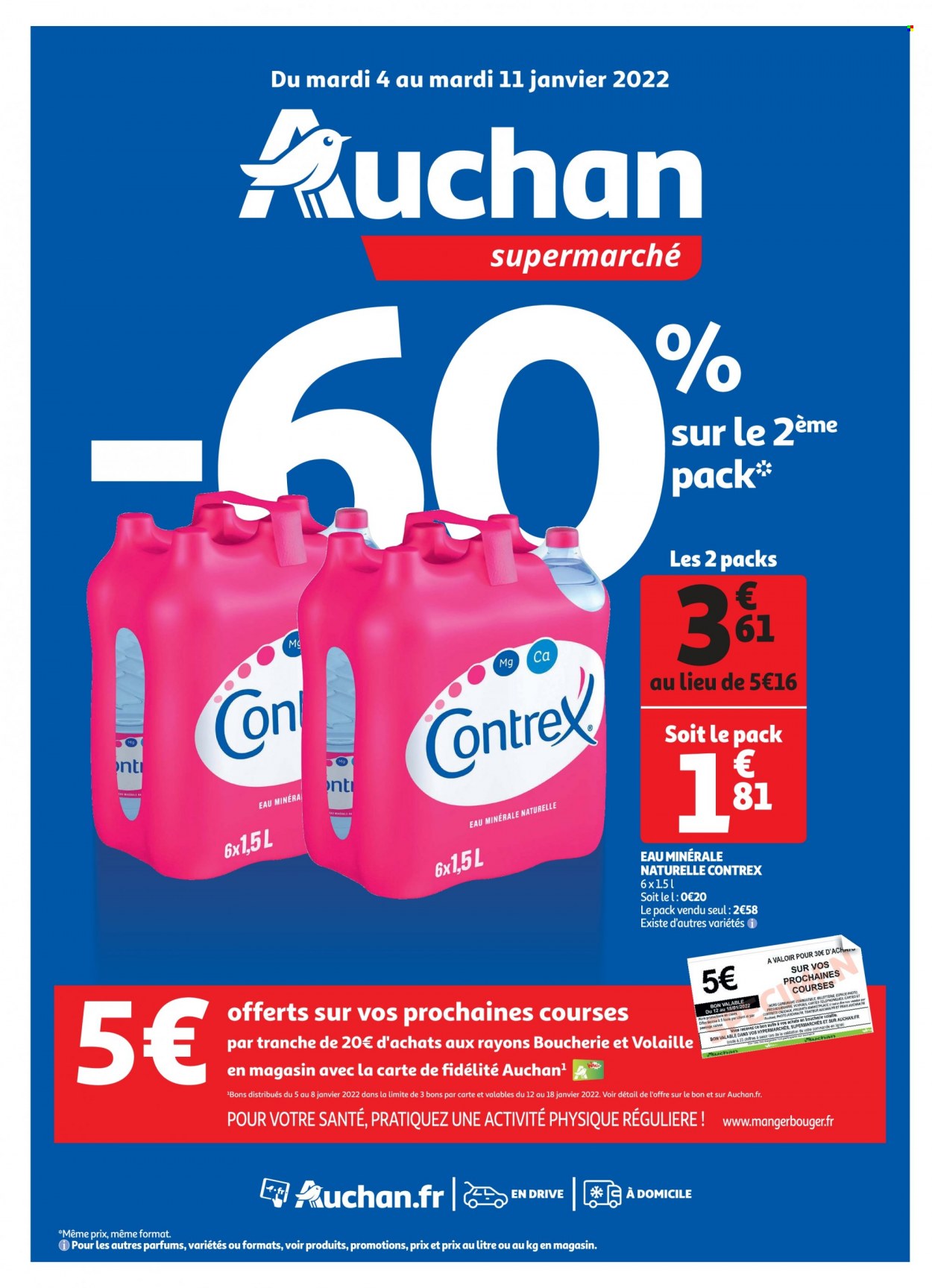 thumbnail - Catalogue Auchan - 04/01/2022 - 11/01/2022 - Produits soldés - eau minérale, eau minérale naturelle. Page 1.