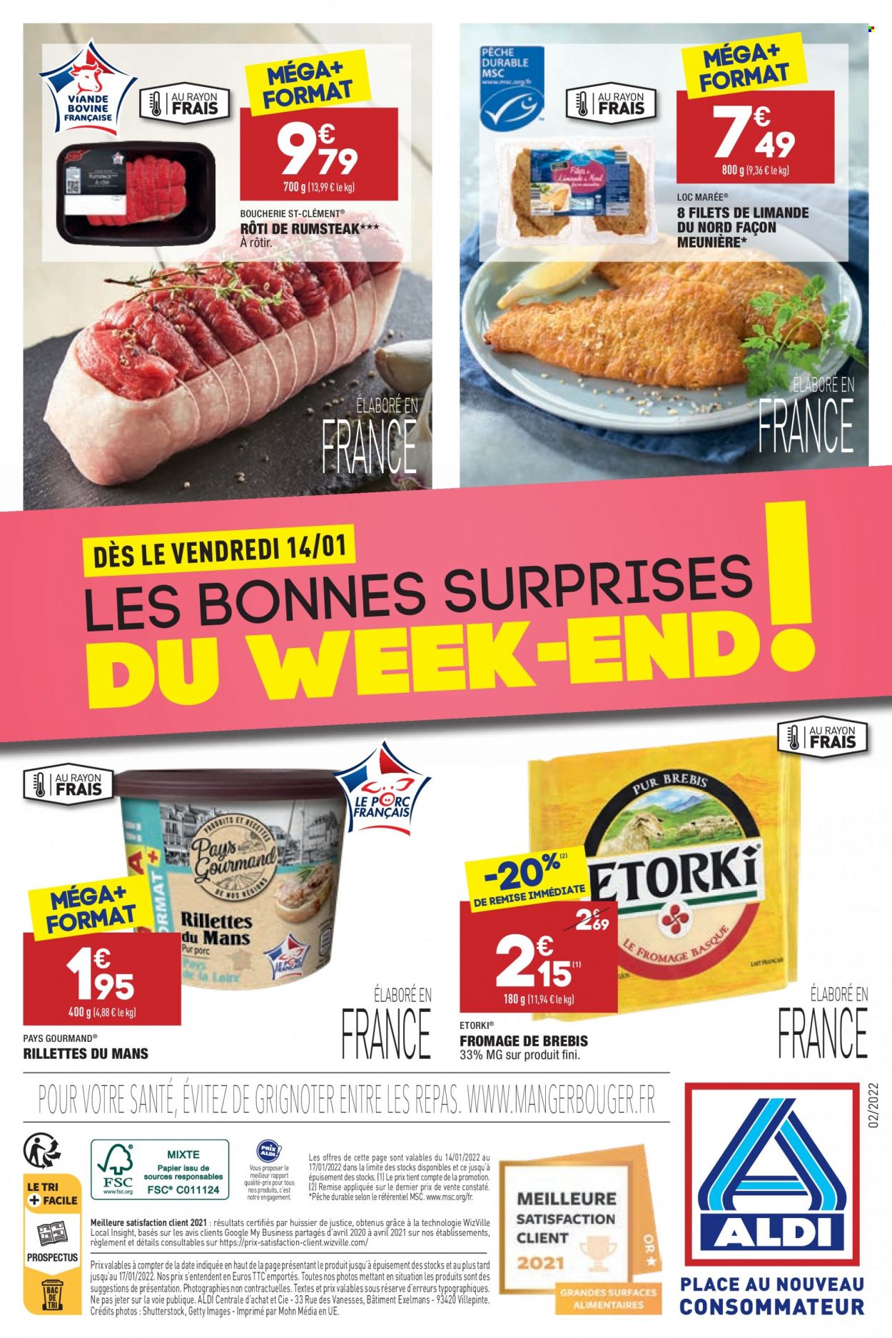 thumbnail - Catalogue ALDI - 11/01/2022 - 17/01/2022 - Produits soldés - limande, rillettes, fromage. Page 34.