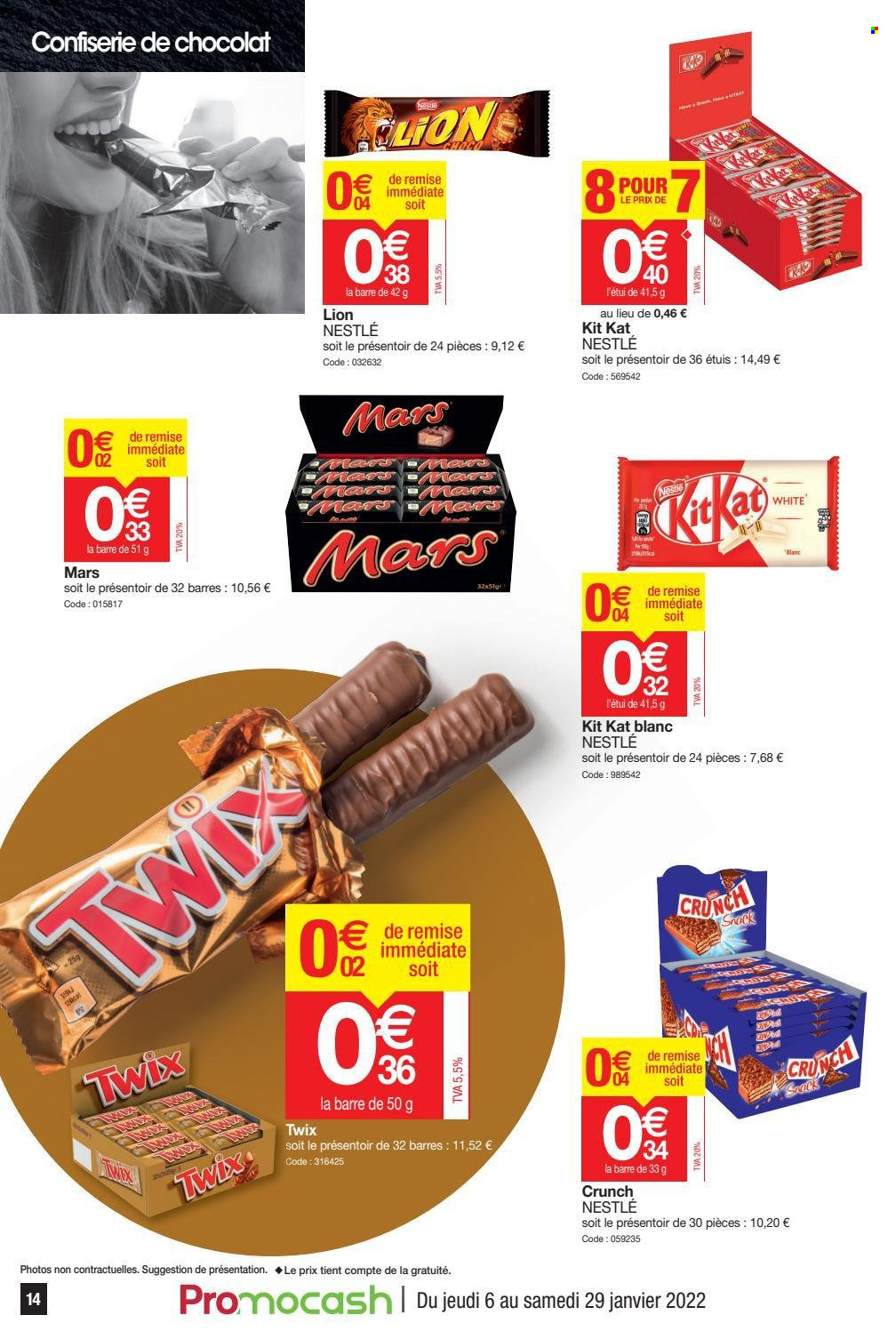 thumbnail - Catalogue Promocash - 06/01/2022 - 29/01/2022 - Produits soldés - Nestlé, chocolat, Lion, Twix, KitKat. Page 14.