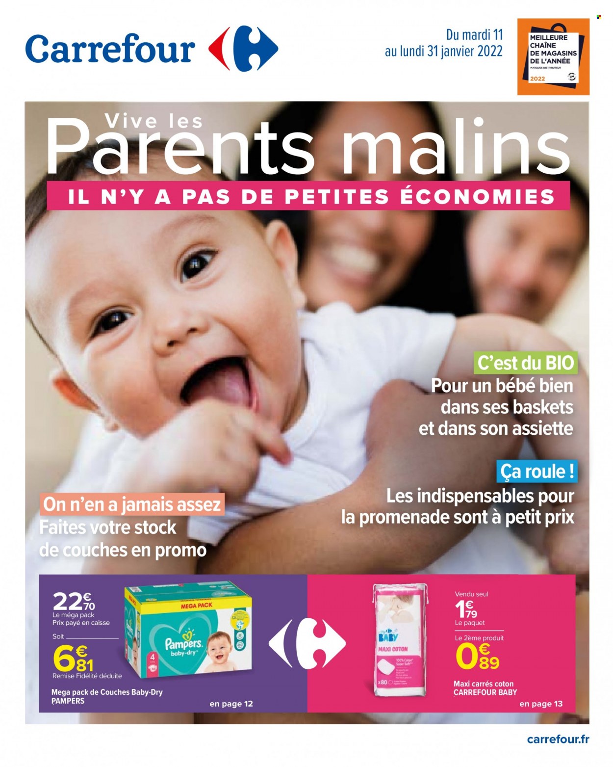 thumbnail - Catalogue Carrefour Hypermarchés - 11/01/2022 - 31/01/2022 - Produits soldés - basket, Pampers, couches, assiette. Page 1.