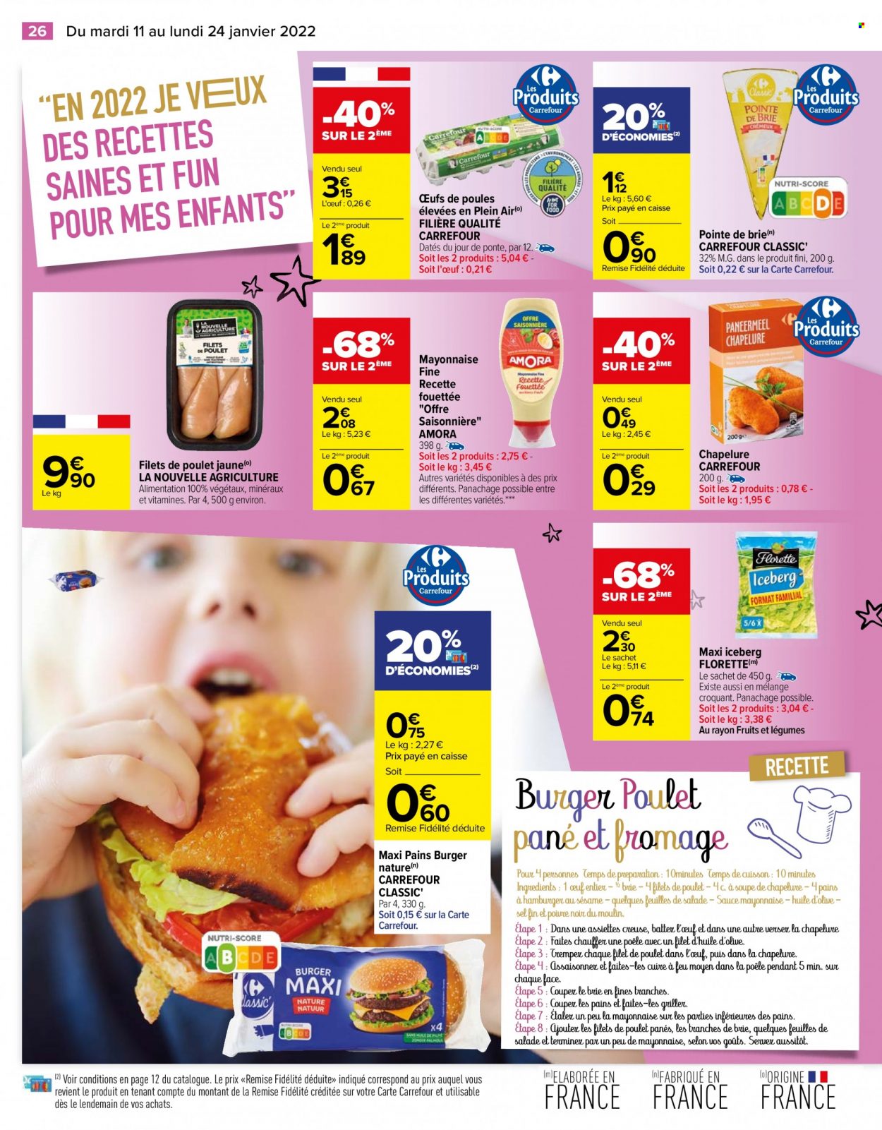 thumbnail - Catalogue Carrefour Hypermarchés - 11/01/2022 - 24/01/2022 - Produits soldés - iceberg, filet de poulet, viande de poulet. Page 26.