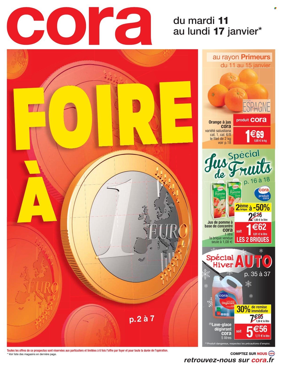 thumbnail - Catalogue Cora - 11/01/2022 - 17/01/2022 - Produits soldés - jus de pomme, lave glace. Page 1.