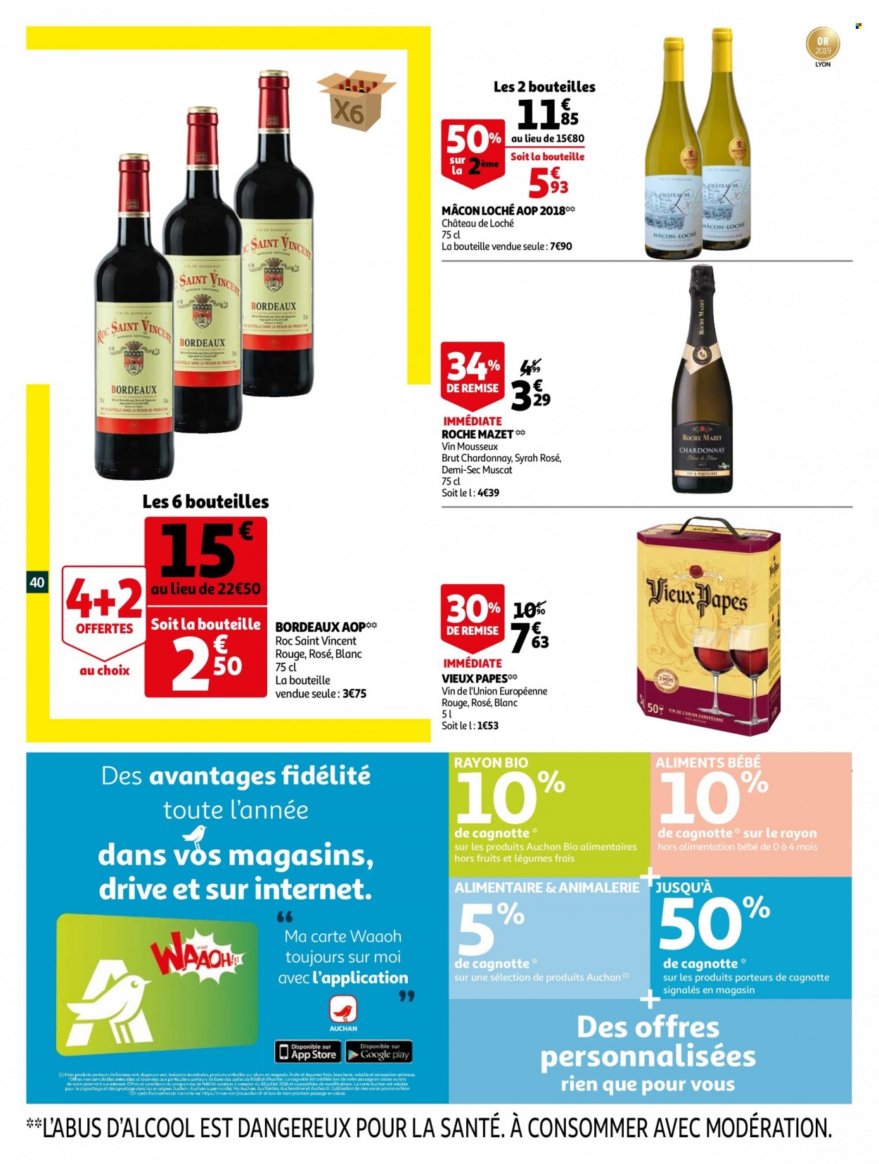 thumbnail - Catalogue Auchan - 12/01/2022 - 18/01/2022 - Produits soldés - Bordeaux, vin rouge, vin. Page 40.