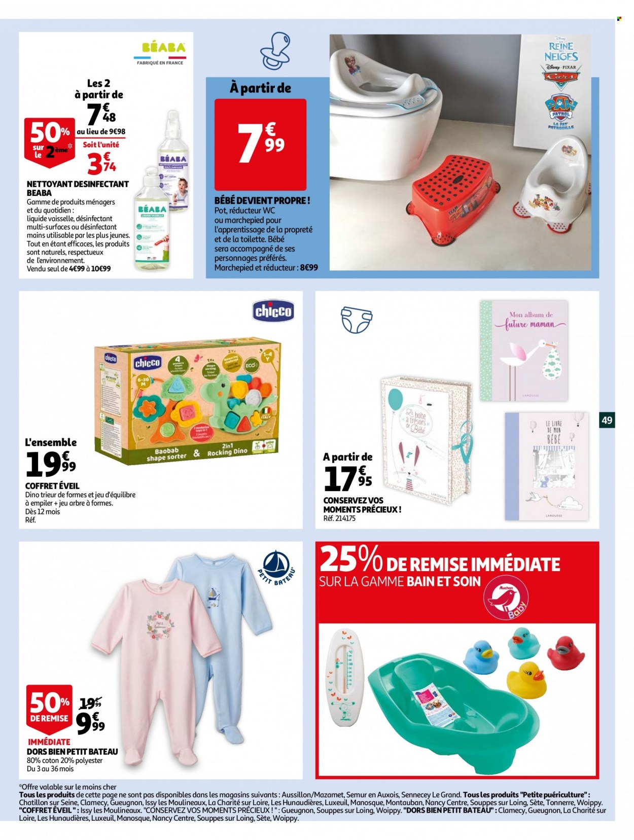 thumbnail - Catalogue Auchan - 12/01/2022 - 18/01/2022 - Produits soldés - jeu, Chicco, désinfection, liquide vaisselle, marchepied, coffret, trieur, livre, bébé jouet. Page 49.
