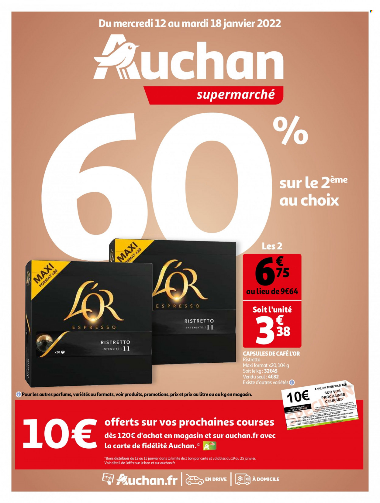 thumbnail - Catalogue Auchan - 12/01/2022 - 18/01/2022 - Produits soldés - café capsules. Page 1.