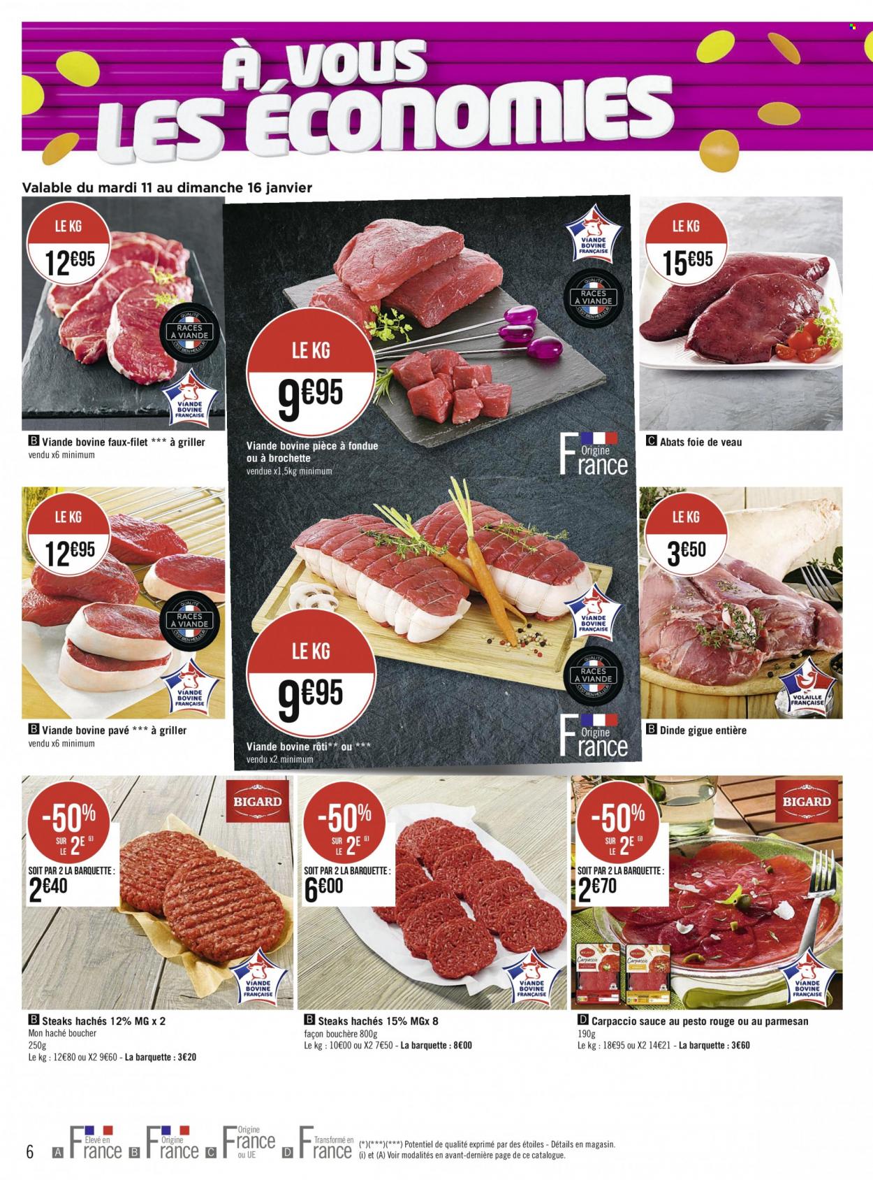 thumbnail - Catalogue EUROSPAR - 10/01/2022 - 23/01/2022 - Produits soldés - pièce à fondue, viande de veau, carpaccio, steak haché, viande hachée. Page 6.