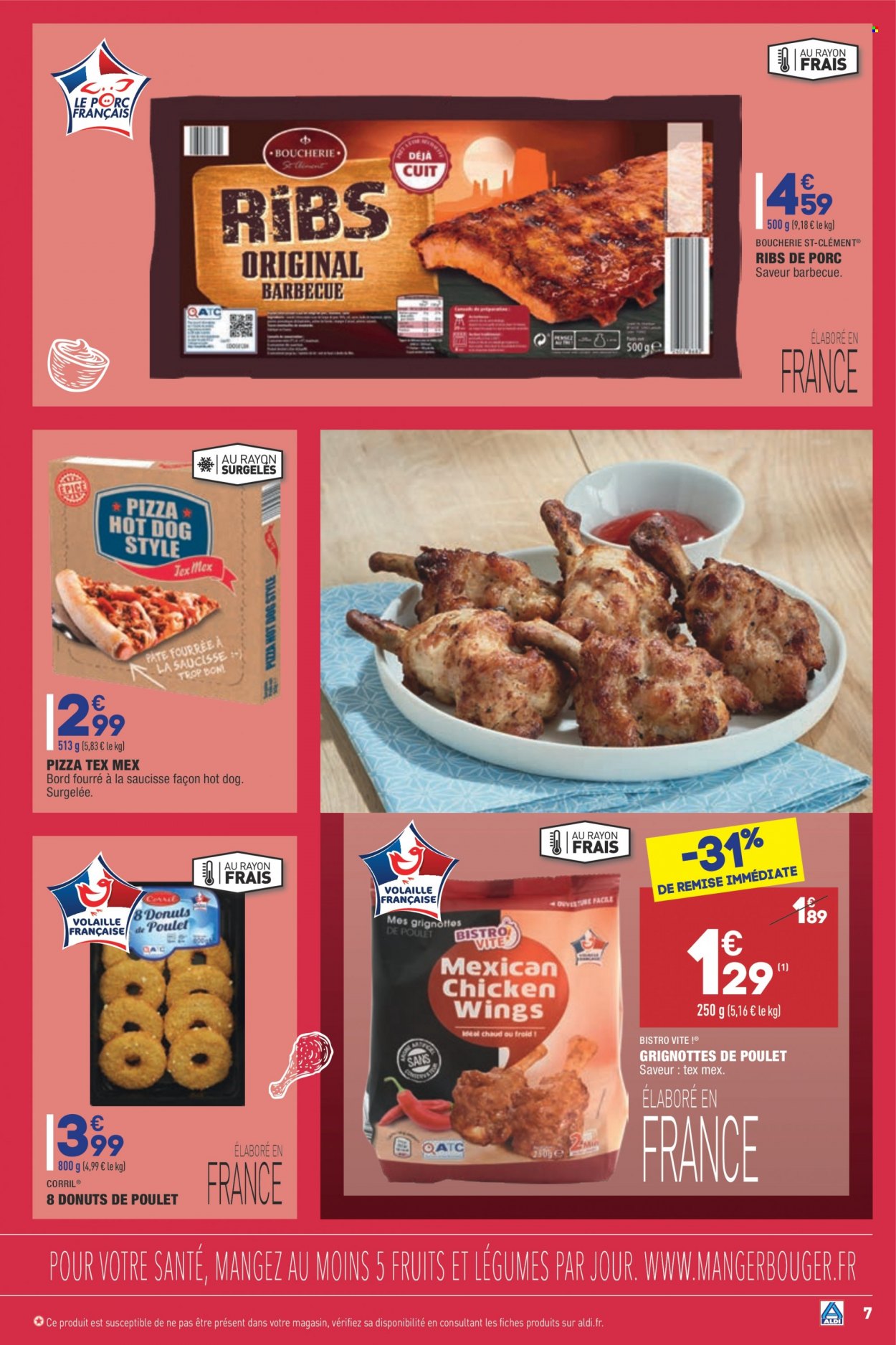 thumbnail - Catalogue ALDI - 18/01/2022 - 24/01/2022 - Produits soldés - côtes de porc, viande de porc, donut, pizza, saucisse. Page 9.