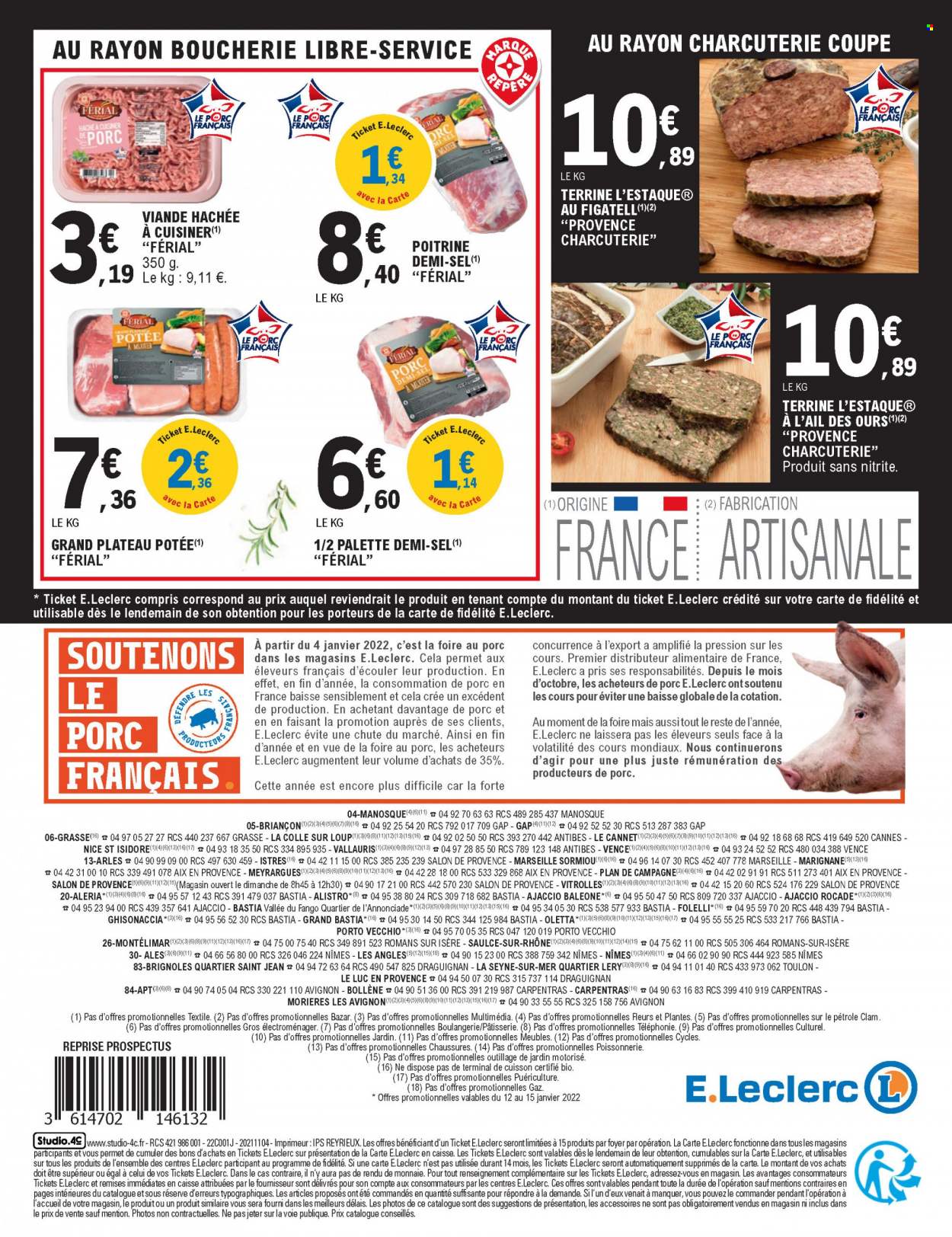 thumbnail - Catalogue E.Leclerc - 11/01/2022 - 15/01/2022 - Produits soldés - viande hachée, terrine, Palette. Page 4.