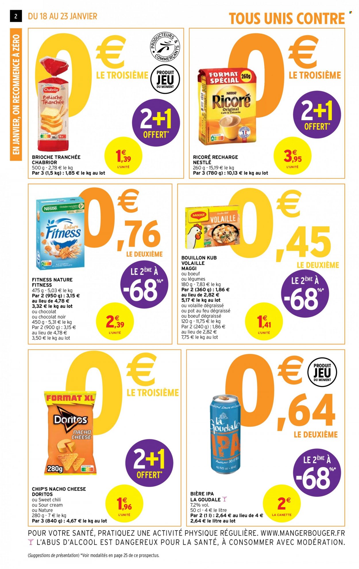 thumbnail - Catalogue Intermarché Super - 18/01/2022 - 23/01/2022 - Produits soldés - bière, Goudale, pot-au-feu, brioche, Nestlé, Doritos, nacho, bouillon. Page 2.
