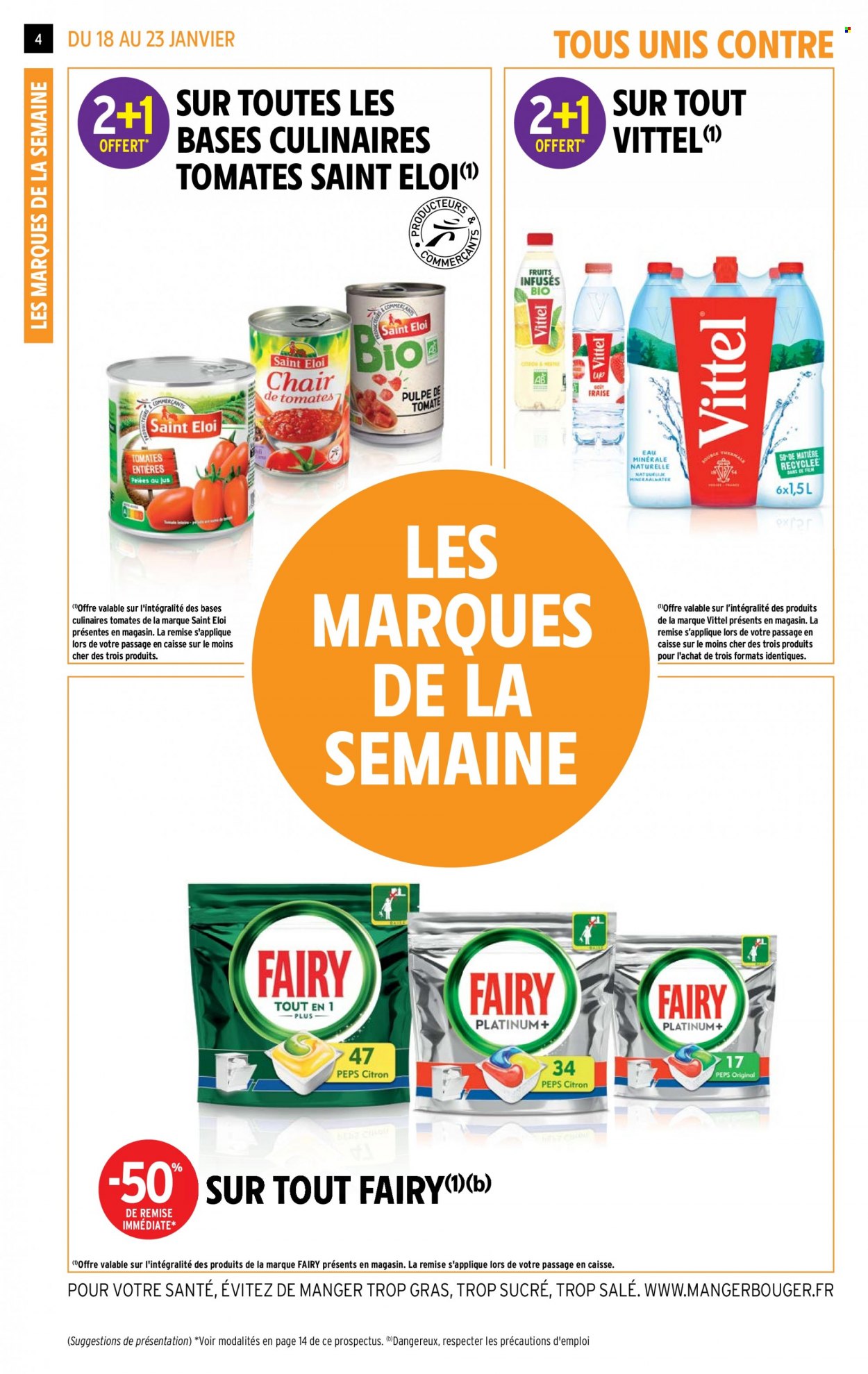thumbnail - Catalogue Intermarché Contact - 18/01/2022 - 23/01/2022 - Produits soldés - tomates, Vittel, Fairy. Page 4.
