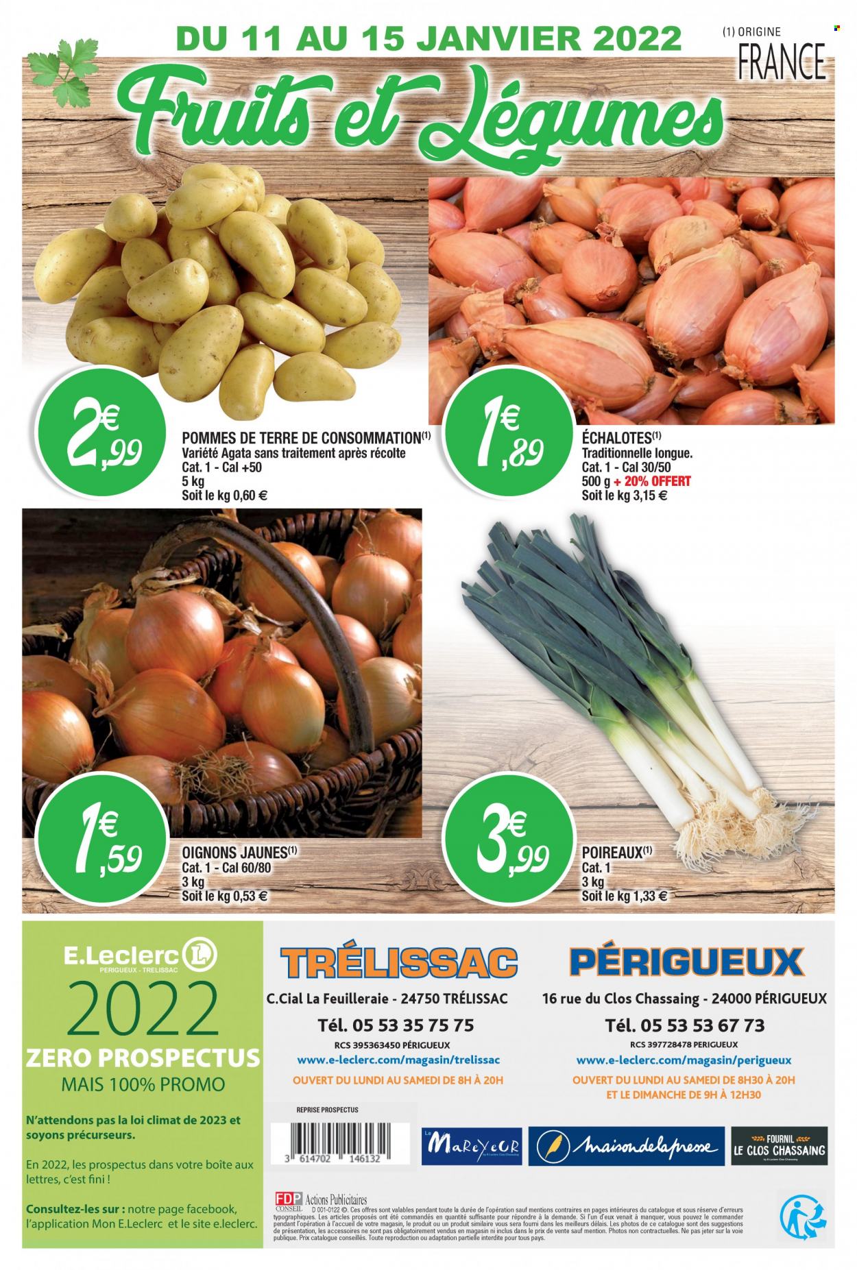 thumbnail - Catalogue E.Leclerc - 11/01/2022 - 22/01/2022 - Produits soldés - oignons, poireau, pommes de terre, échalotes. Page 4.