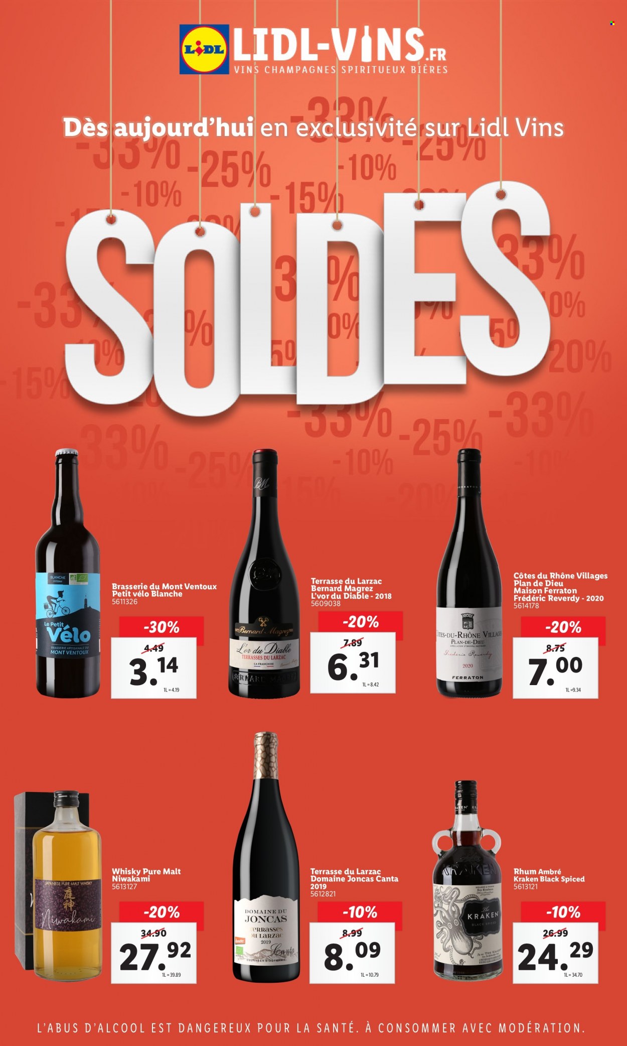 thumbnail - Catalogue Lidl - 19/01/2022 - 25/01/2022 - Produits soldés - bière, Côtes du Rhône, champagne, vin, whisky, rhum, maison. Page 27.