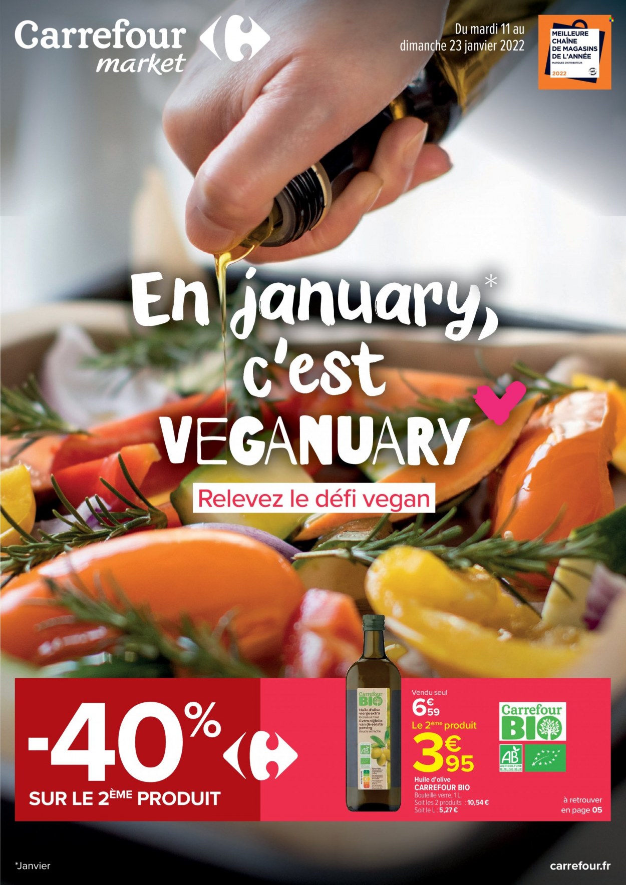 thumbnail - Catalogue Carrefour Market - 11/01/2022 - 23/01/2022 - Produits soldés - huile, huile d'olive vierge extra, huile d'olive, verre. Page 1.