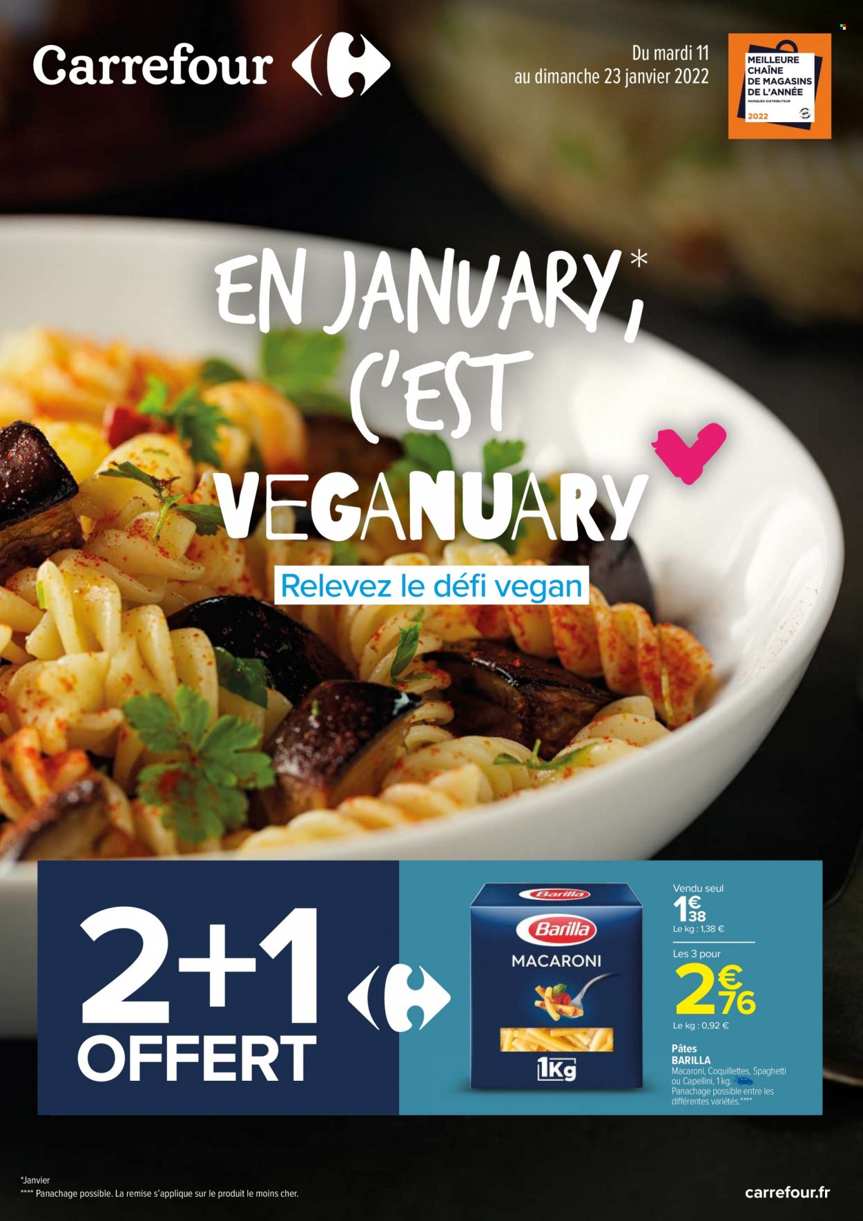 Catalogue Carrefour Hypermarchés - 11/01/2022 - 23/01/2022 - Produits soldés - Barilla, pâtes, macaroni. Page 1.