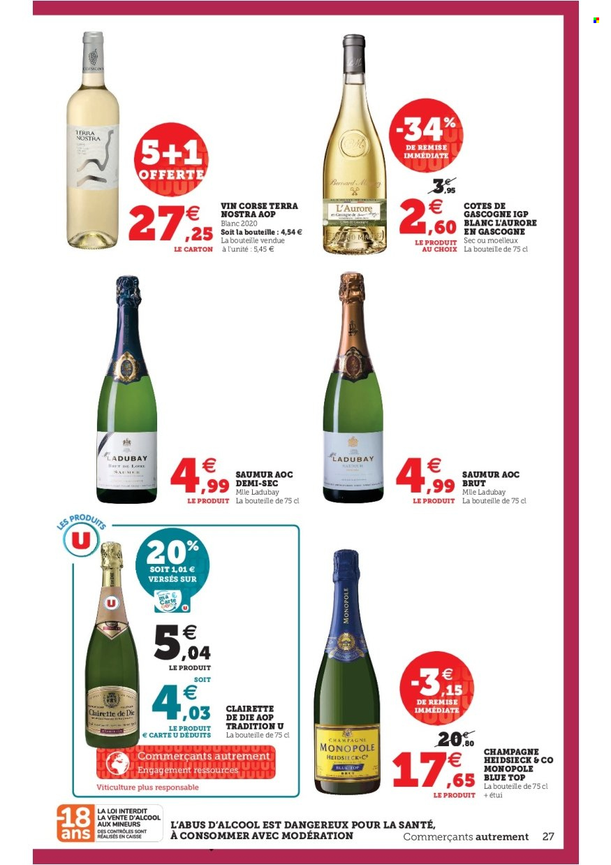 thumbnail - Catalogue HYPER U - 11/01/2022 - 22/01/2022 - Produits soldés - Côtes de Gascogne, champagne, vin. Page 27.