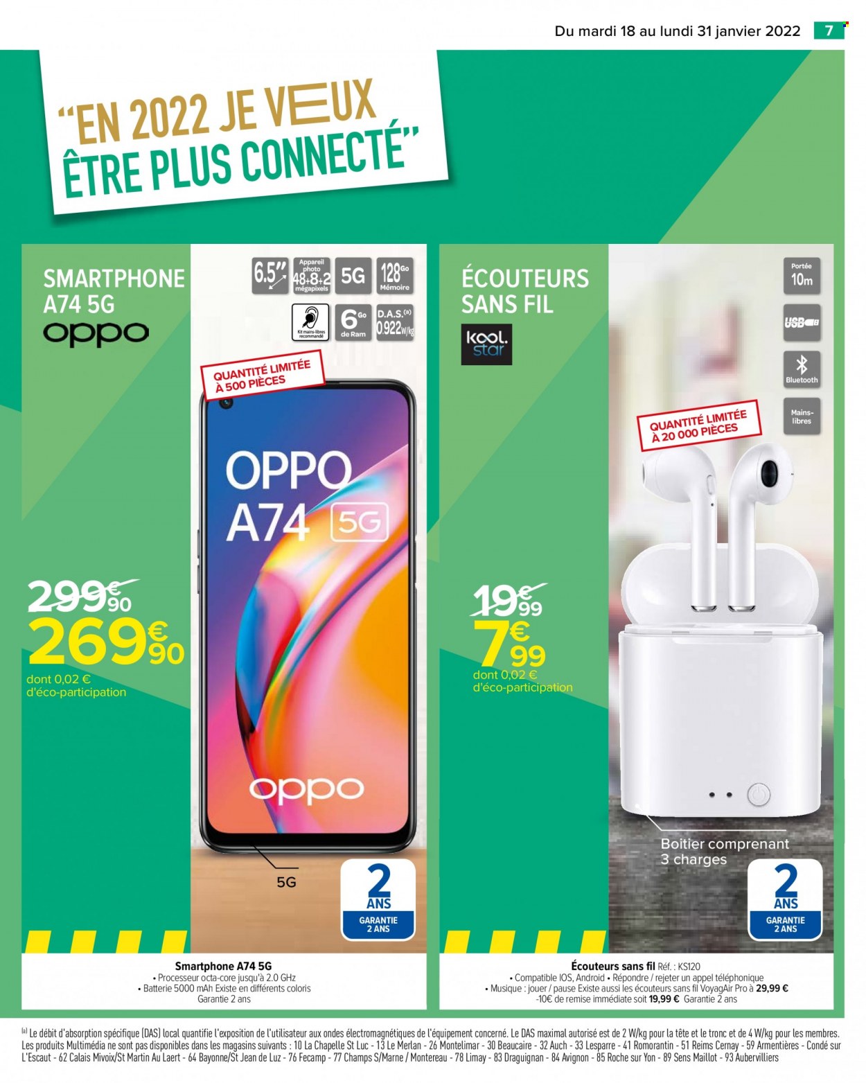 thumbnail - Catalogue Carrefour Hypermarchés - 18/01/2022 - 31/01/2022 - Produits soldés - smartphone, écouteurs. Page 7.