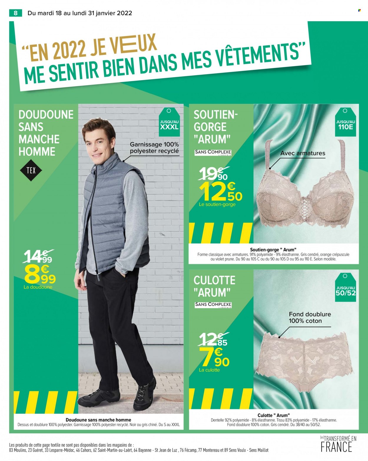 thumbnail - Catalogue Carrefour Hypermarchés - 18/01/2022 - 31/01/2022 - Produits soldés - prune, doudoune, soutien-gorge, culotte. Page 8.