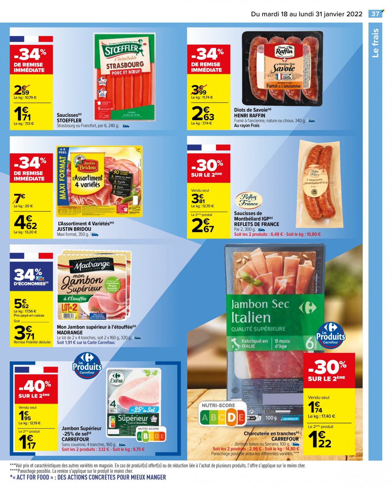thumbnail - Catalogue Carrefour Hypermarchés - 18/01/2022 - 31/01/2022 - Produits soldés - Stoeffler, jambon, Henri Raffin, saucisse. Page 37.