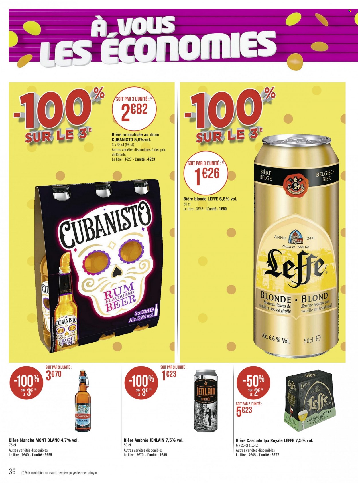 thumbnail - Catalogue Géant Casino - 17/01/2022 - 30/01/2022 - Produits soldés - Leffe, bière, bière blonde, alcool, Mont Blanc. Page 36.