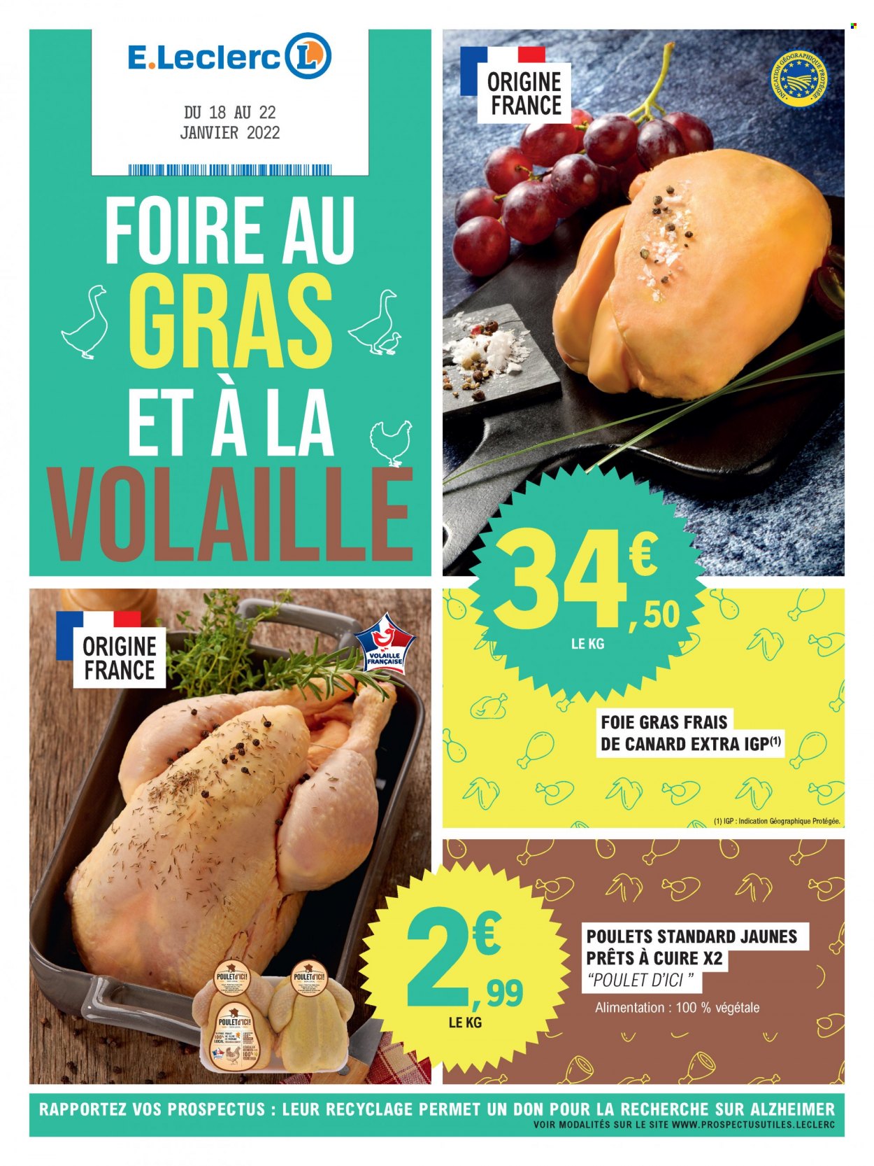 thumbnail - Catalogue E.Leclerc - 18/01/2022 - 22/01/2022 - Produits soldés - poulet, foie gras. Page 1.