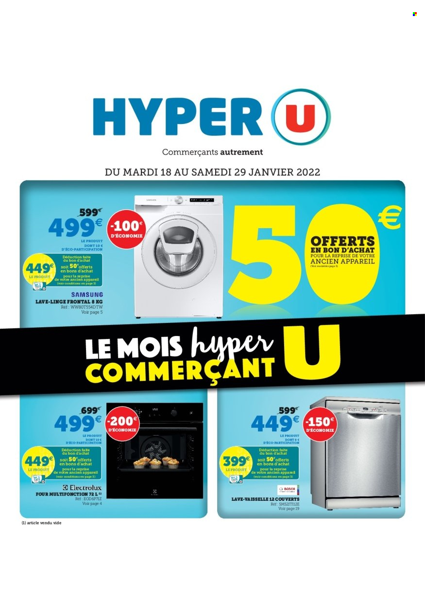 thumbnail - Catalogue HYPER U - 18/01/2022 - 29/01/2022 - Produits soldés - Bosch, Electrolux, Samsung, four, lave linge. Page 1.